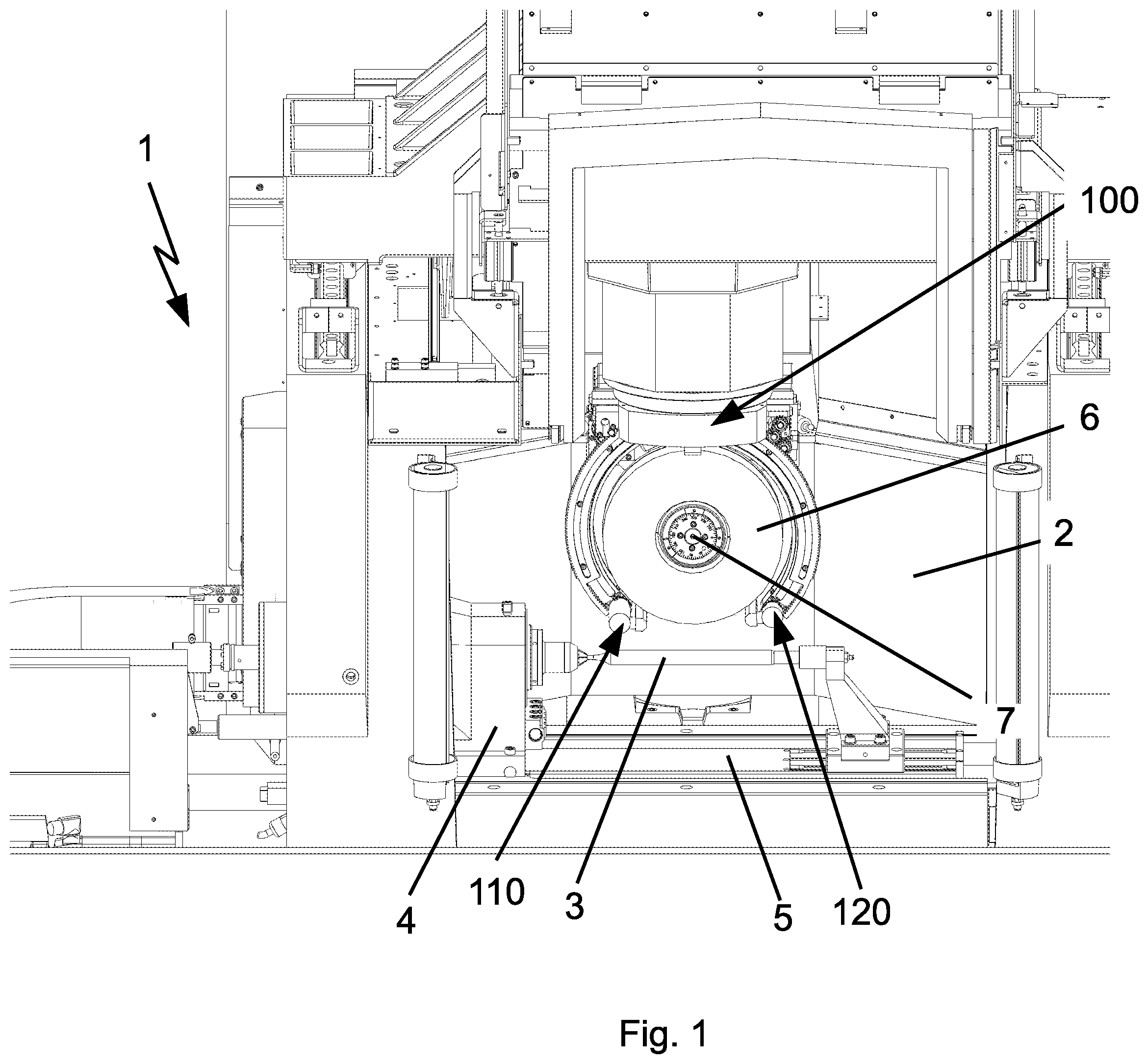Patent US12403562 — Cooling lubricant nozzle carrier for a grinding machine, grind-ing machine having such a cooling lubricant nozzle carrier, and method for operating a cooling lubricant nozzle carrier — Figure 1