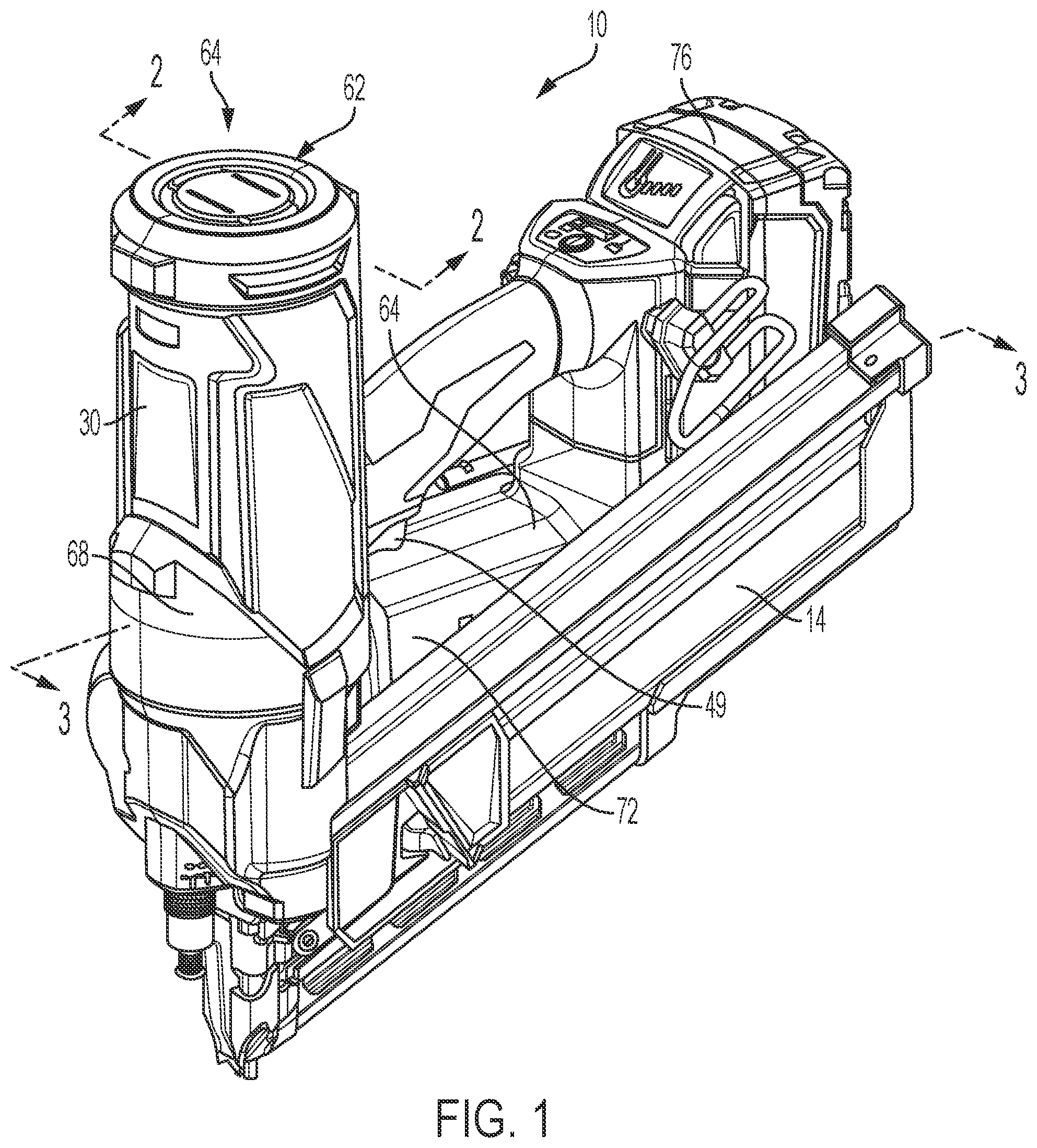 Patent US12403575 — Gas spring-powered fastener driver with pressure mechanism — Figure 1