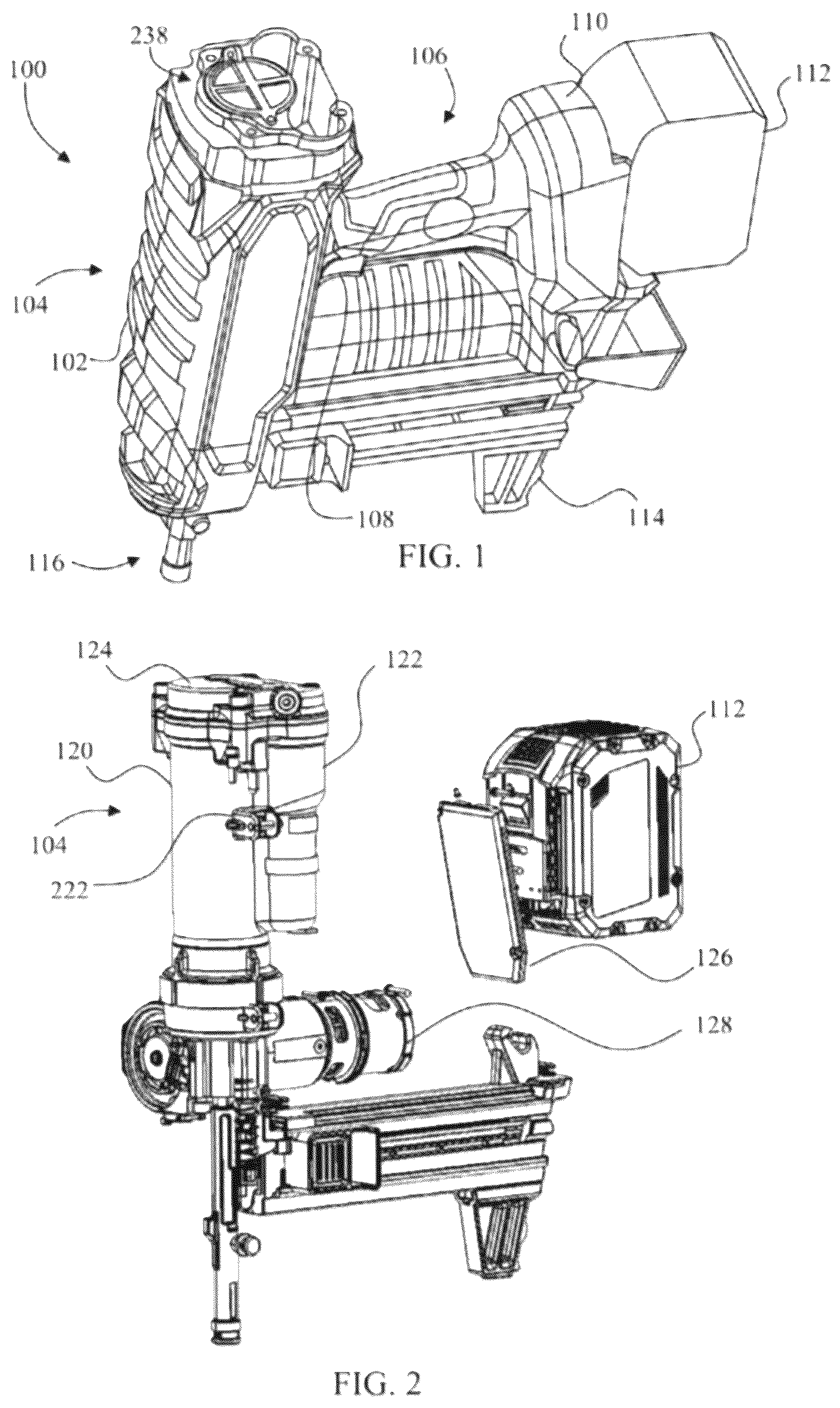 Patent US12403576 — Jam shock relief mechanism for gas spring fastening tool — Figure 1