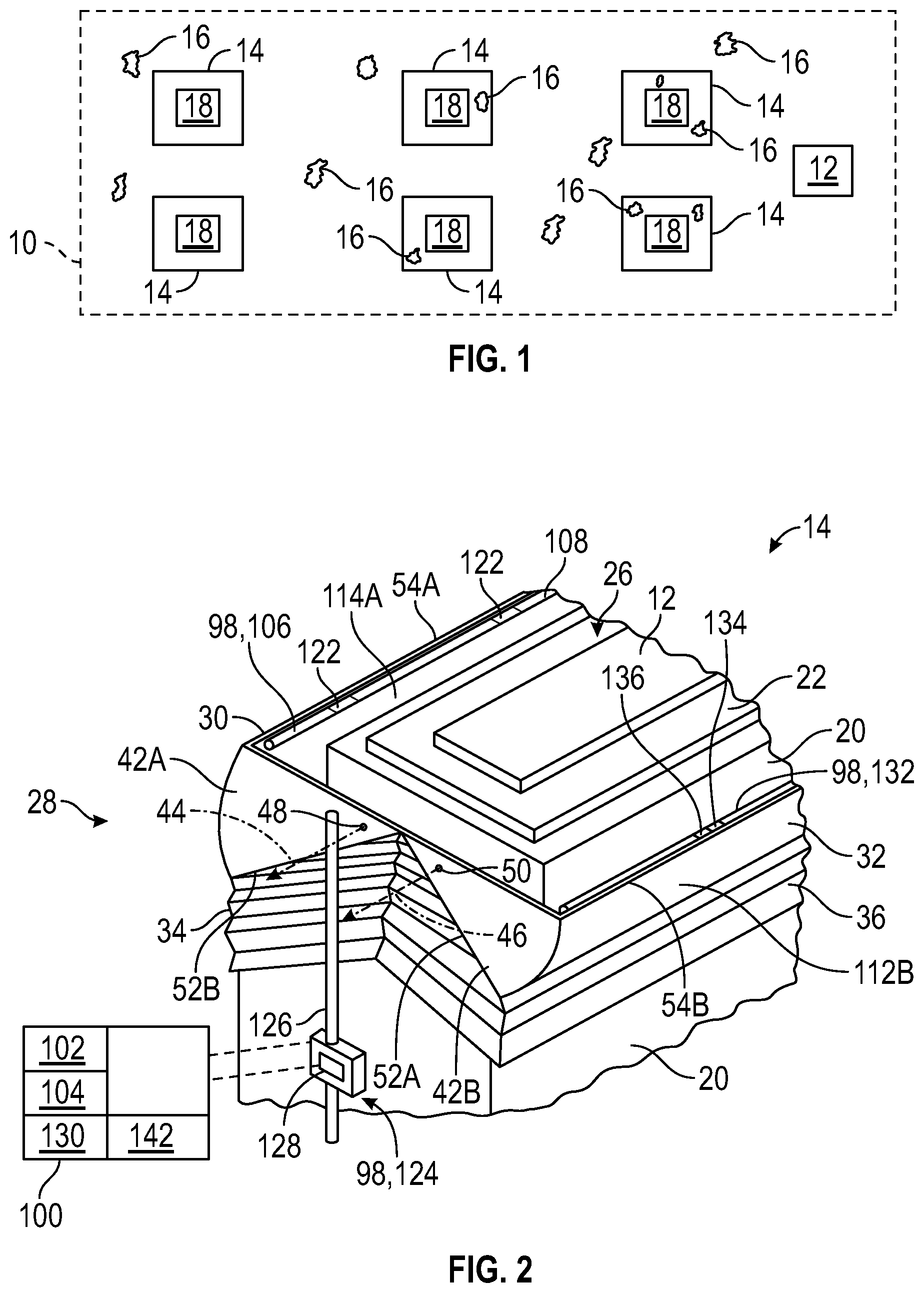 Patent US12403582 Figure 1 – Housing assembly for selectively receiving a part and a method of removing particles from a frictional surface of a pad