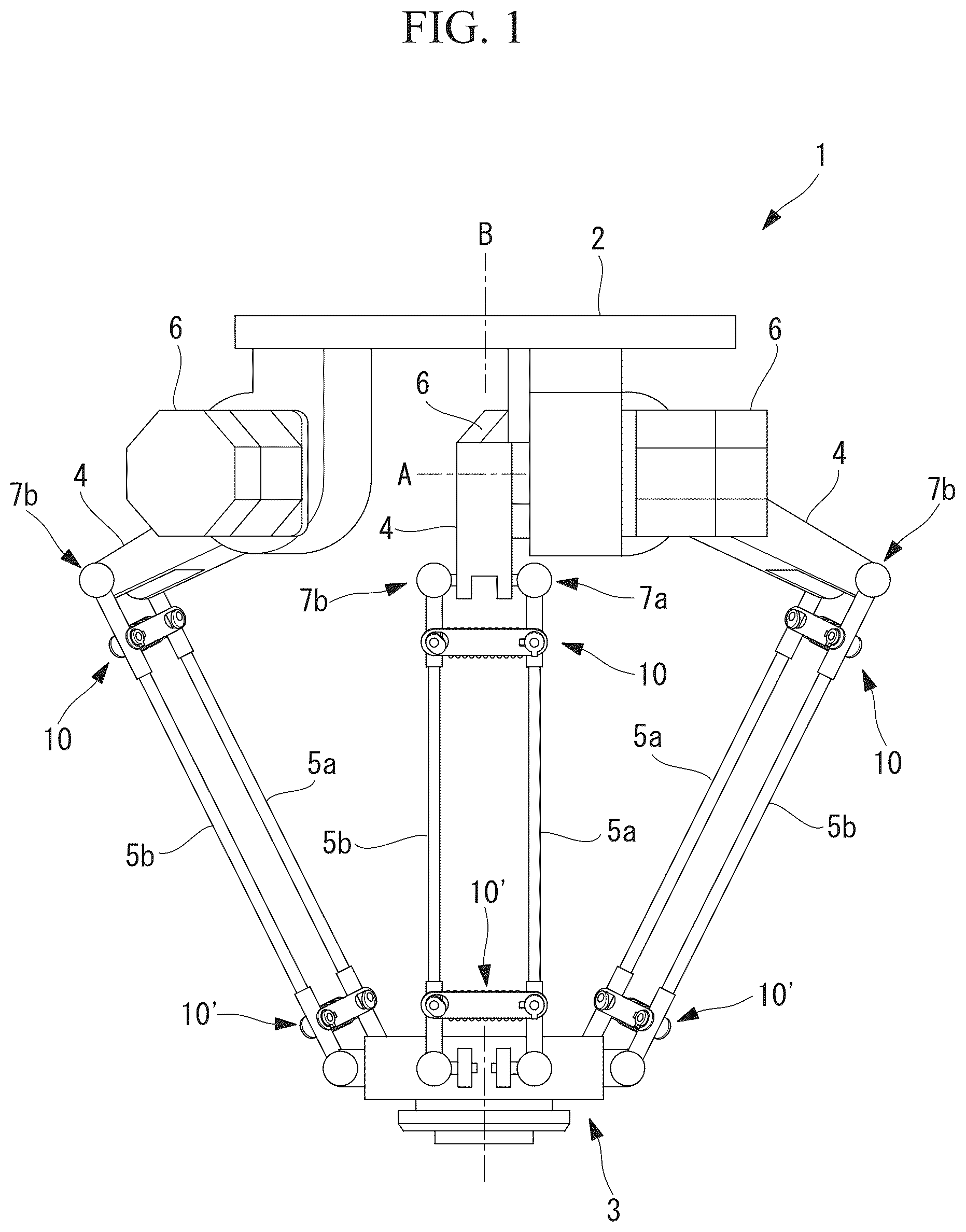 Patent US12403586 — Connection structure and parallel link robot — Figure 1