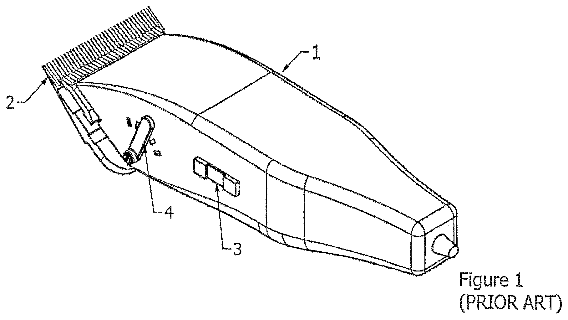 Patent US12403619 — Hair clippers with flexing electrically adjustable blades — Figure 1