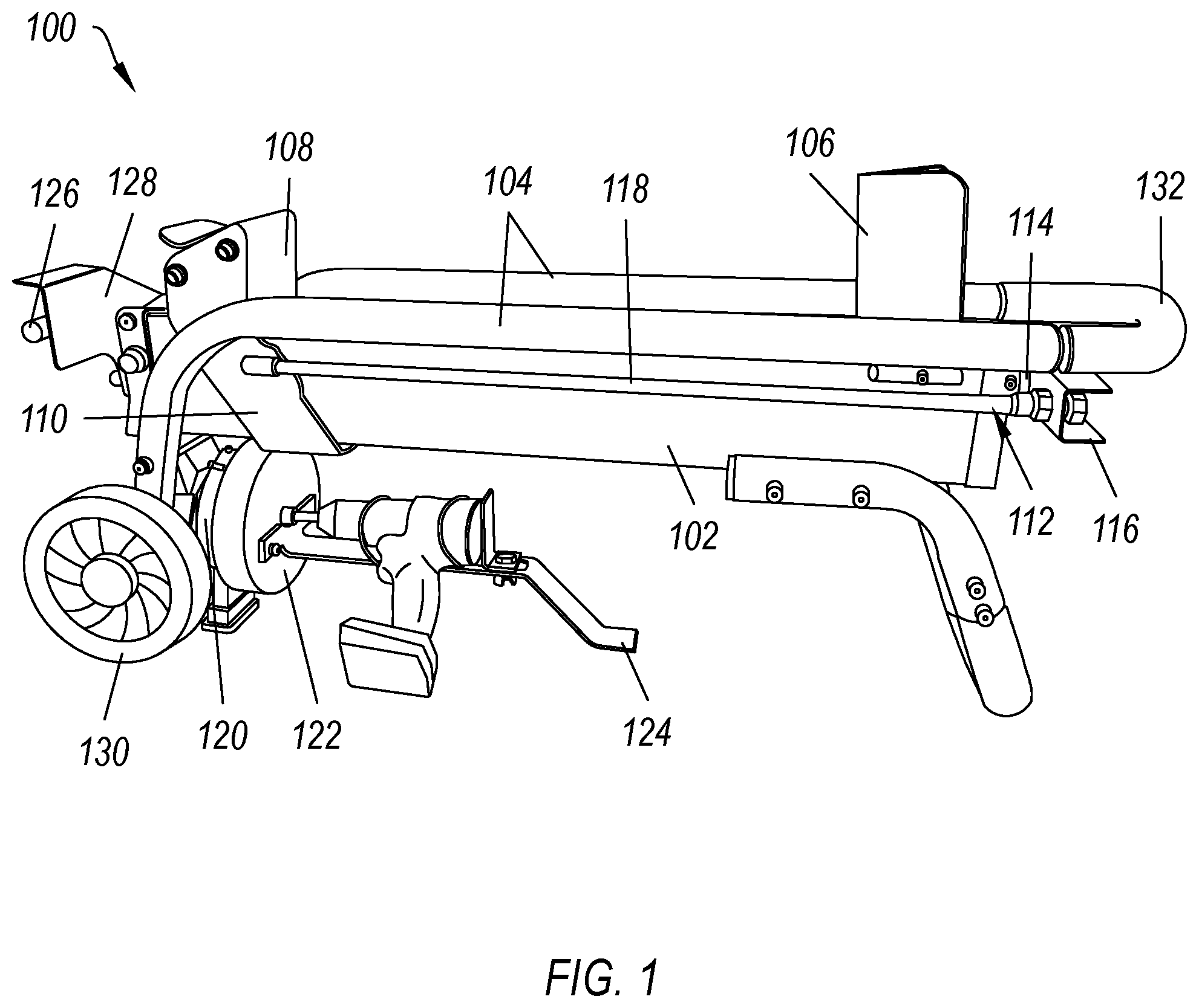 Patent US12403622 — Cordless drill powered log splitter — Figure 1