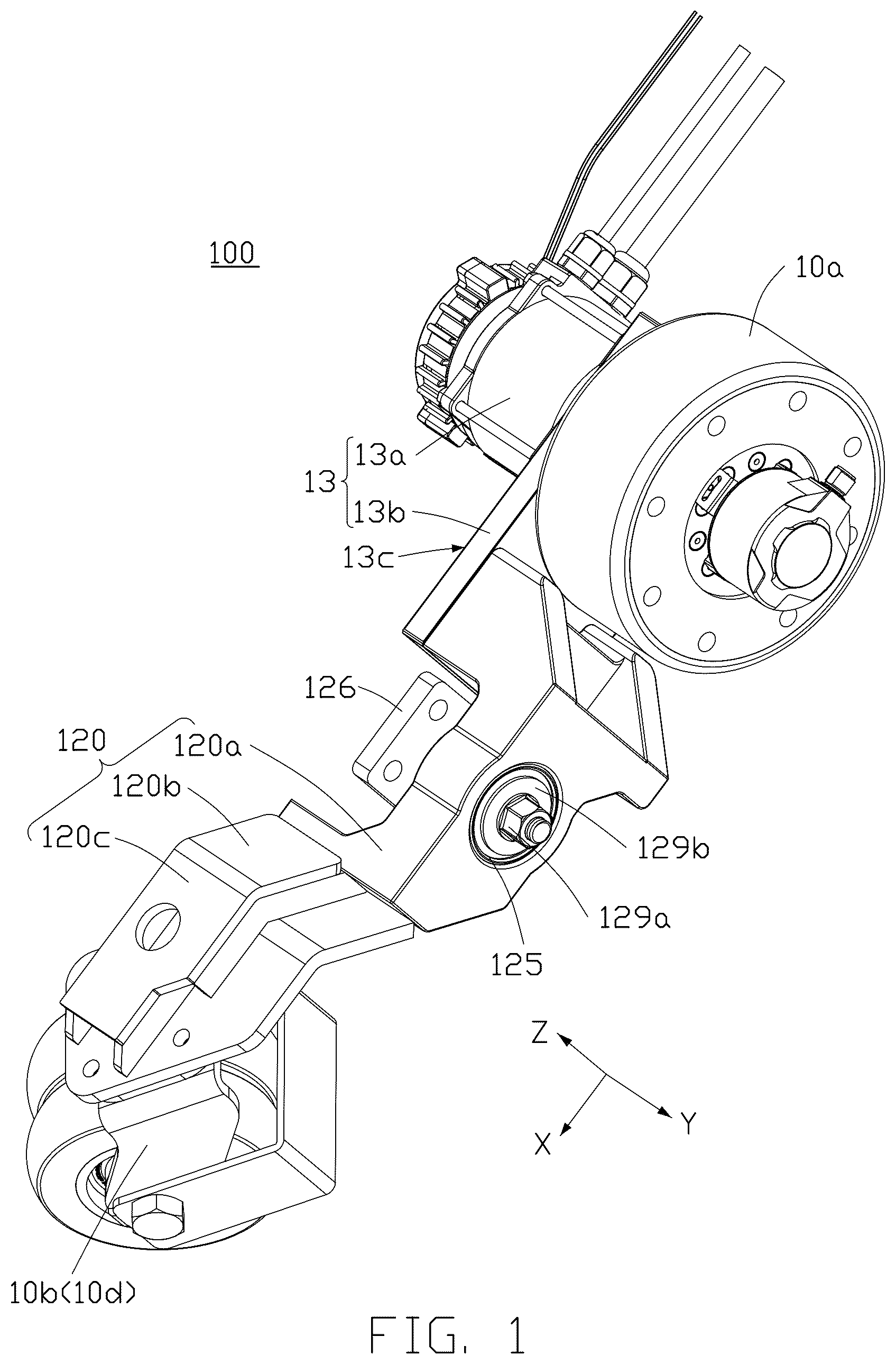 Patent US12403723 — Driving assembly and transfer device — Figure 1