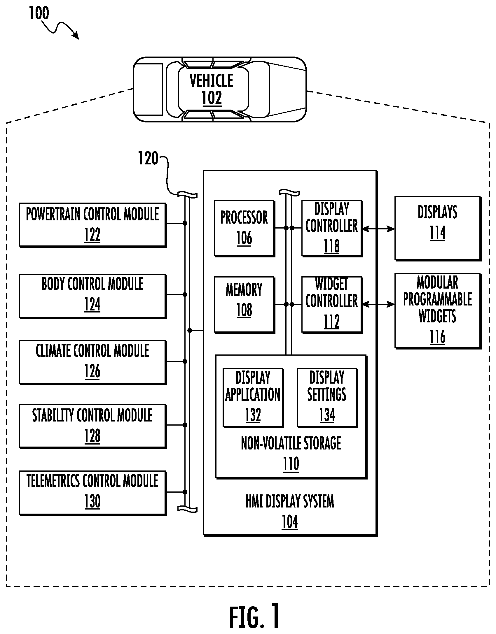 Patent US12403769 — Modular vehicle HMI — Figure 1