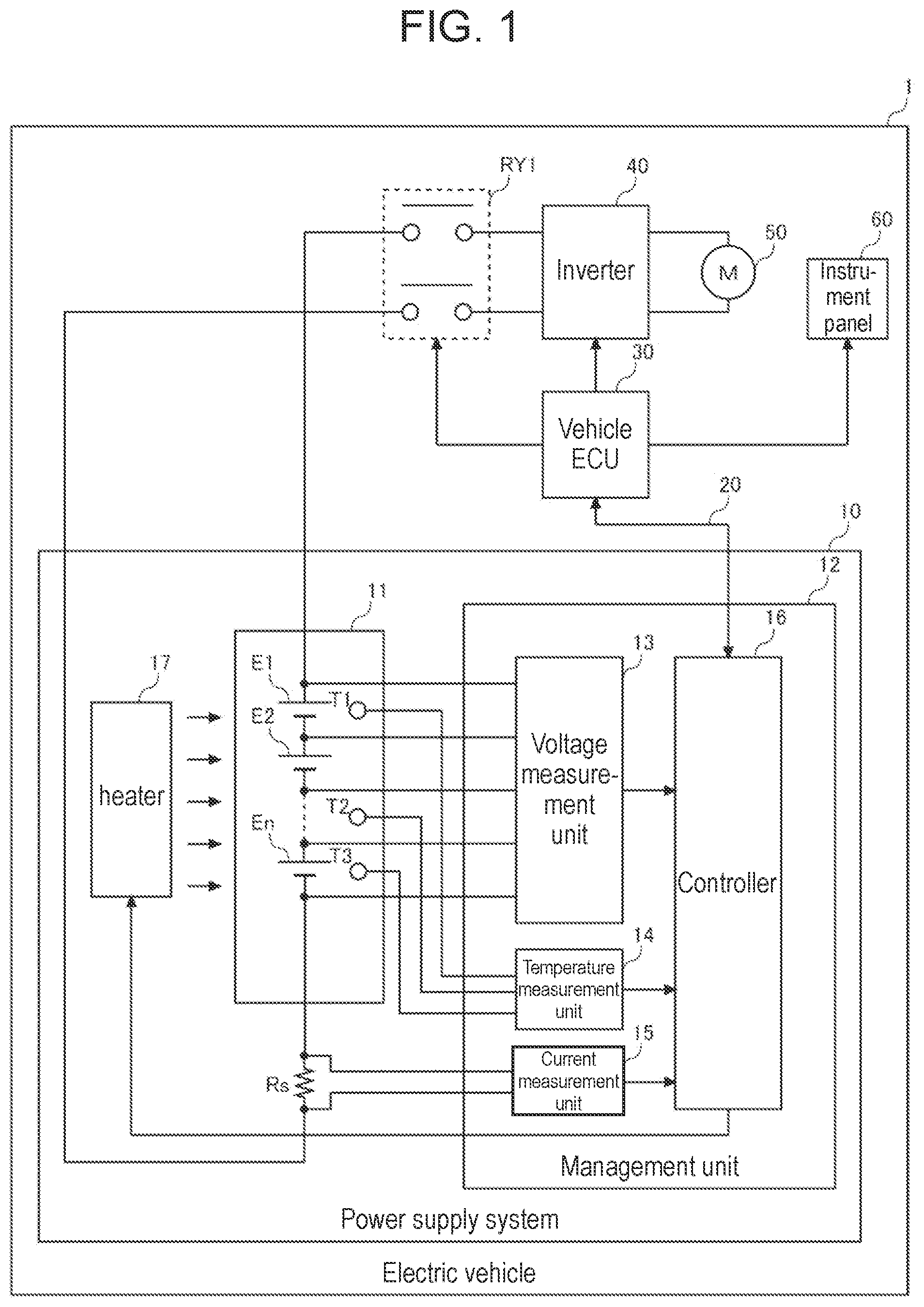 Patent US12403771 Figure 1 – Abnormality diagnosing system, and power supply system for vehicle