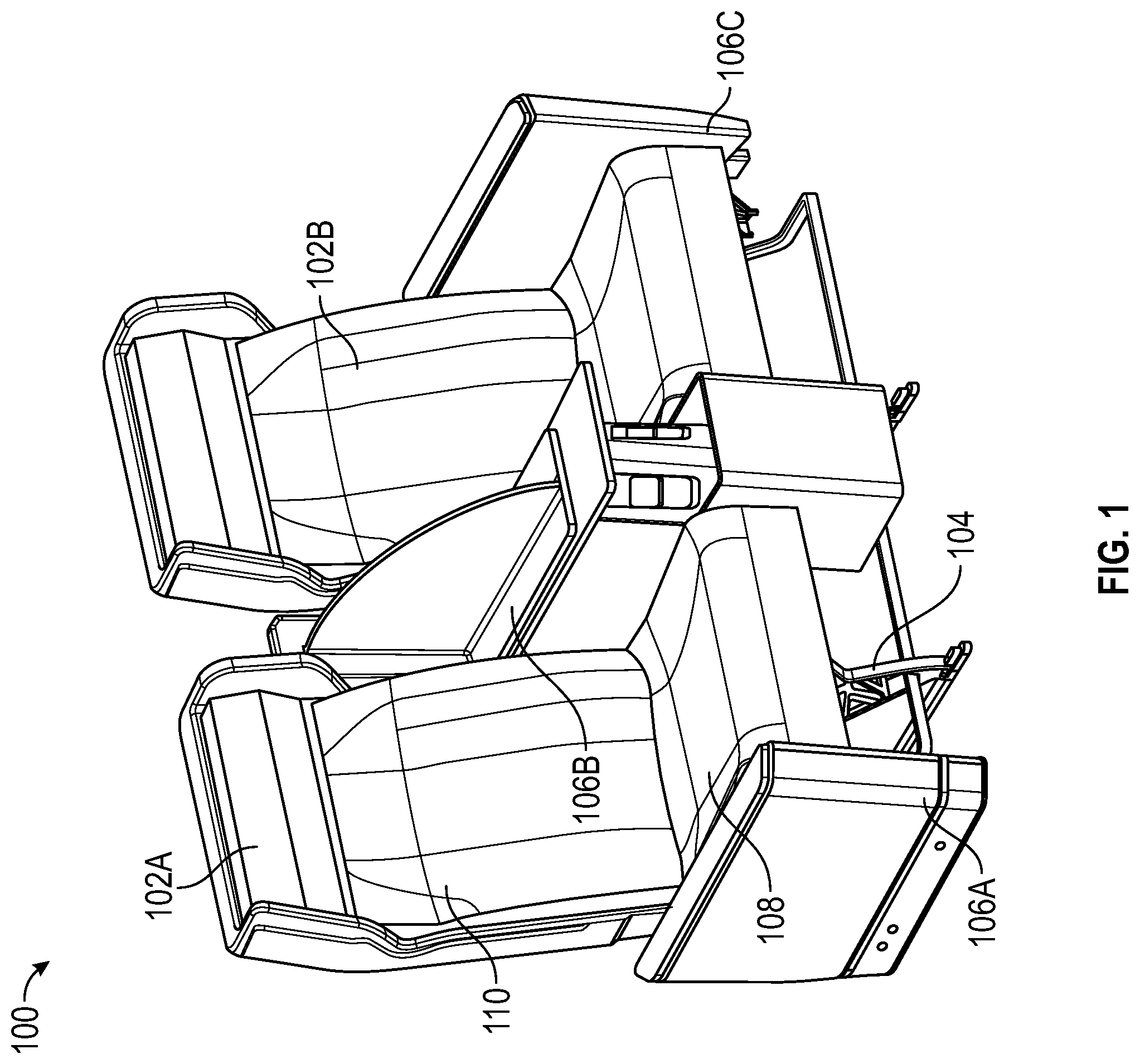 Patent US12403804 — Armrest control mechanism for passenger seat — Figure 1