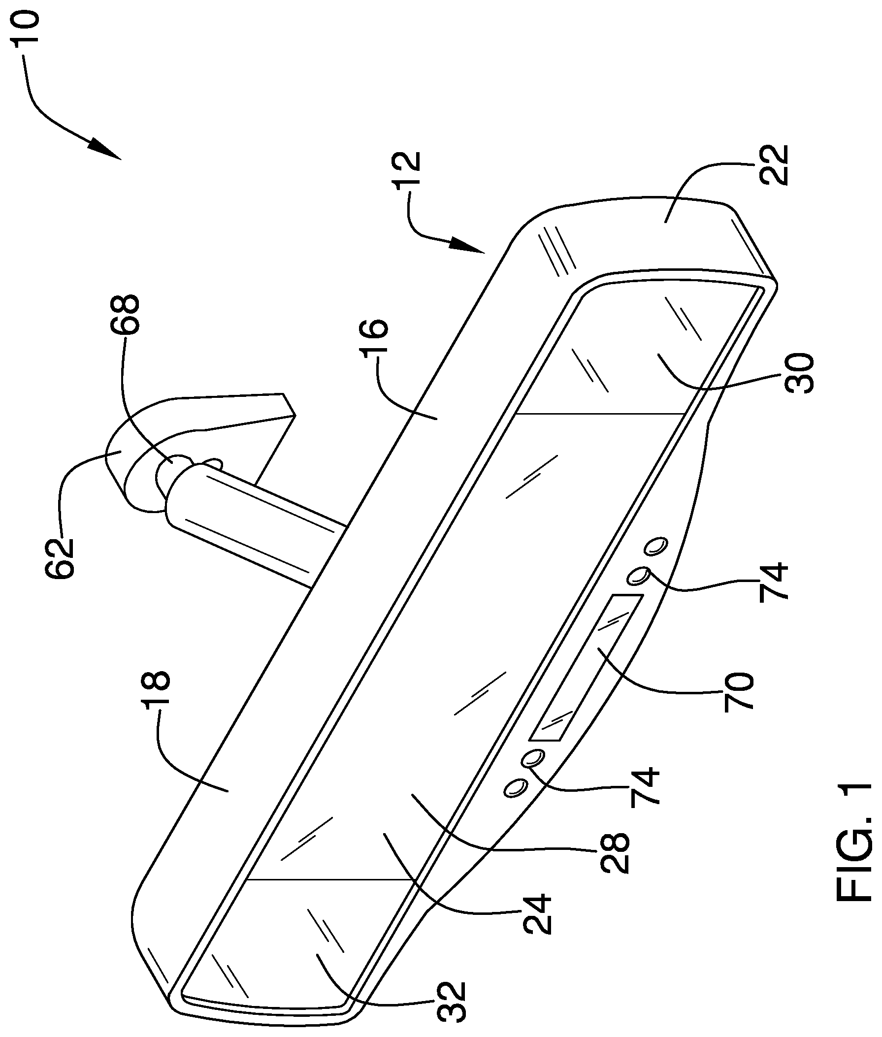 Patent US12403828 Figure 1 – Adjustable vehicular rearview mirror device