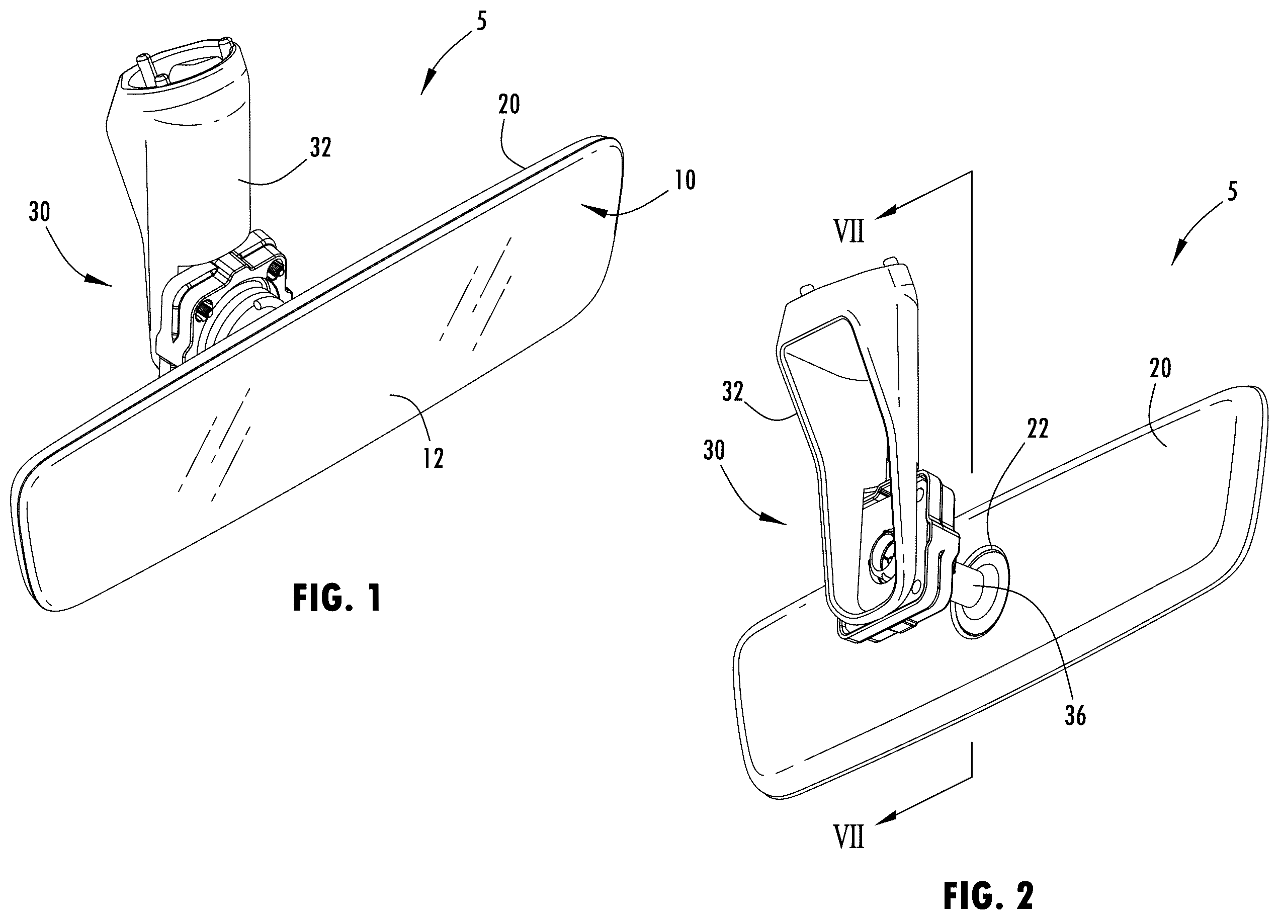 Patent US12403829 Figure 1 – Low profile inside mirror with mount fixed to a substrate of a mirror element