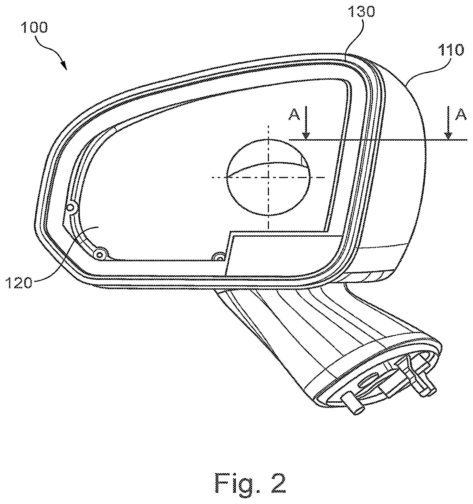 Patent US12403832 Figure 2 – Light emitting mirror bezel