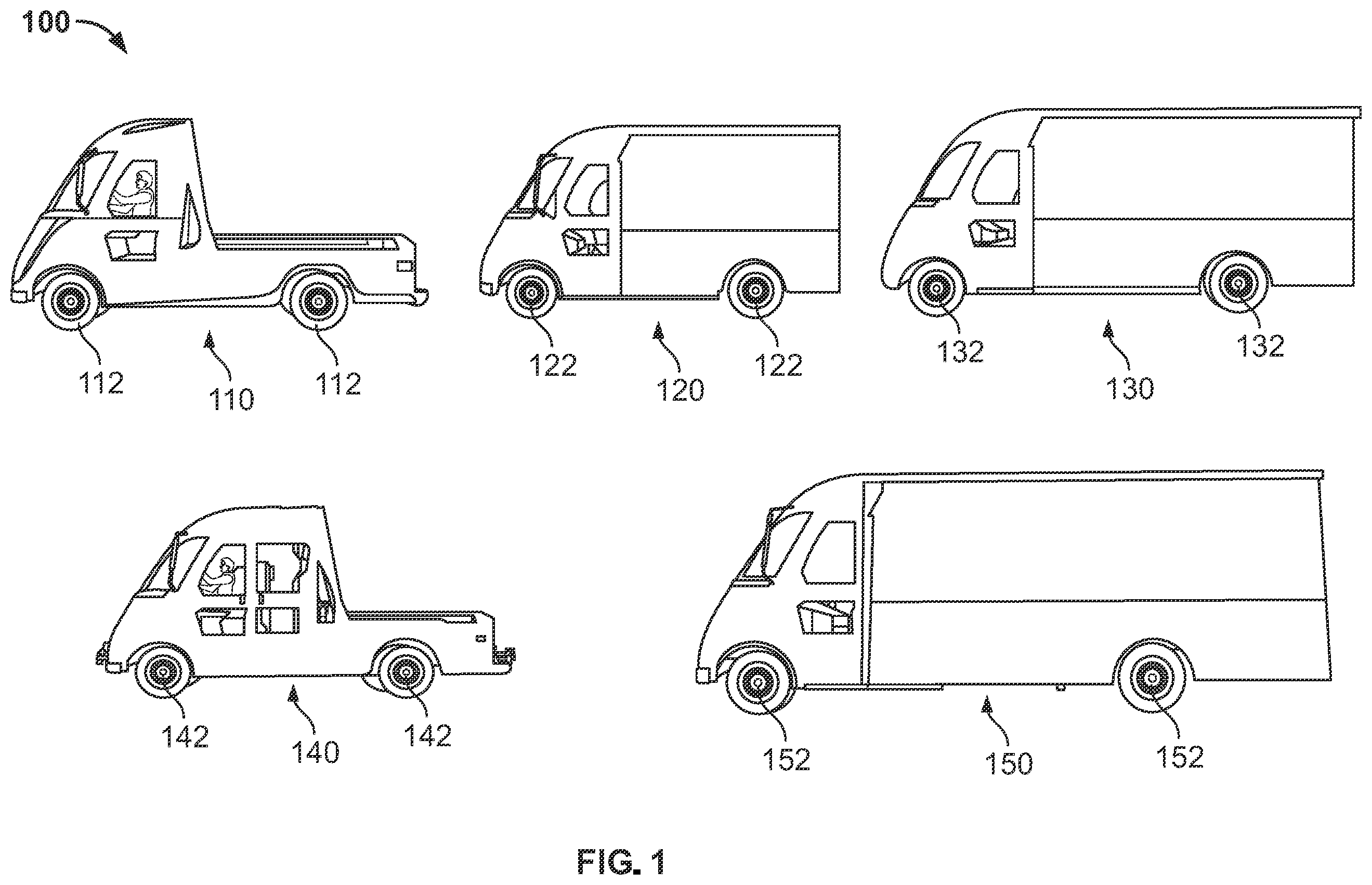 Patent US12403838 — Electric vehicles incorporating flatbeds and methods associated therewith — Figure 1