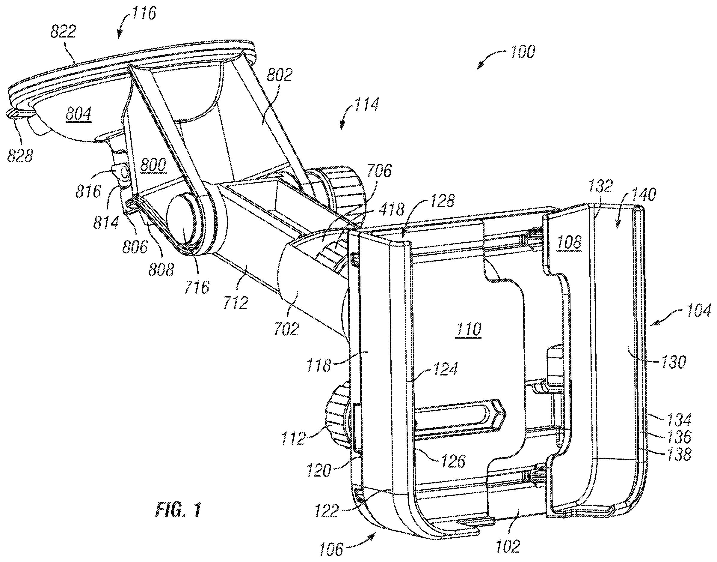 Patent US12403844 — Windshield phone mount with extension arm bumper — Figure 1