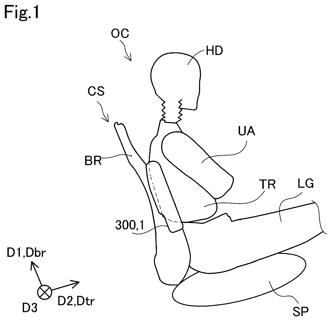 Patent US12403859 — Side airbag device and airbag folding method — Figure 1