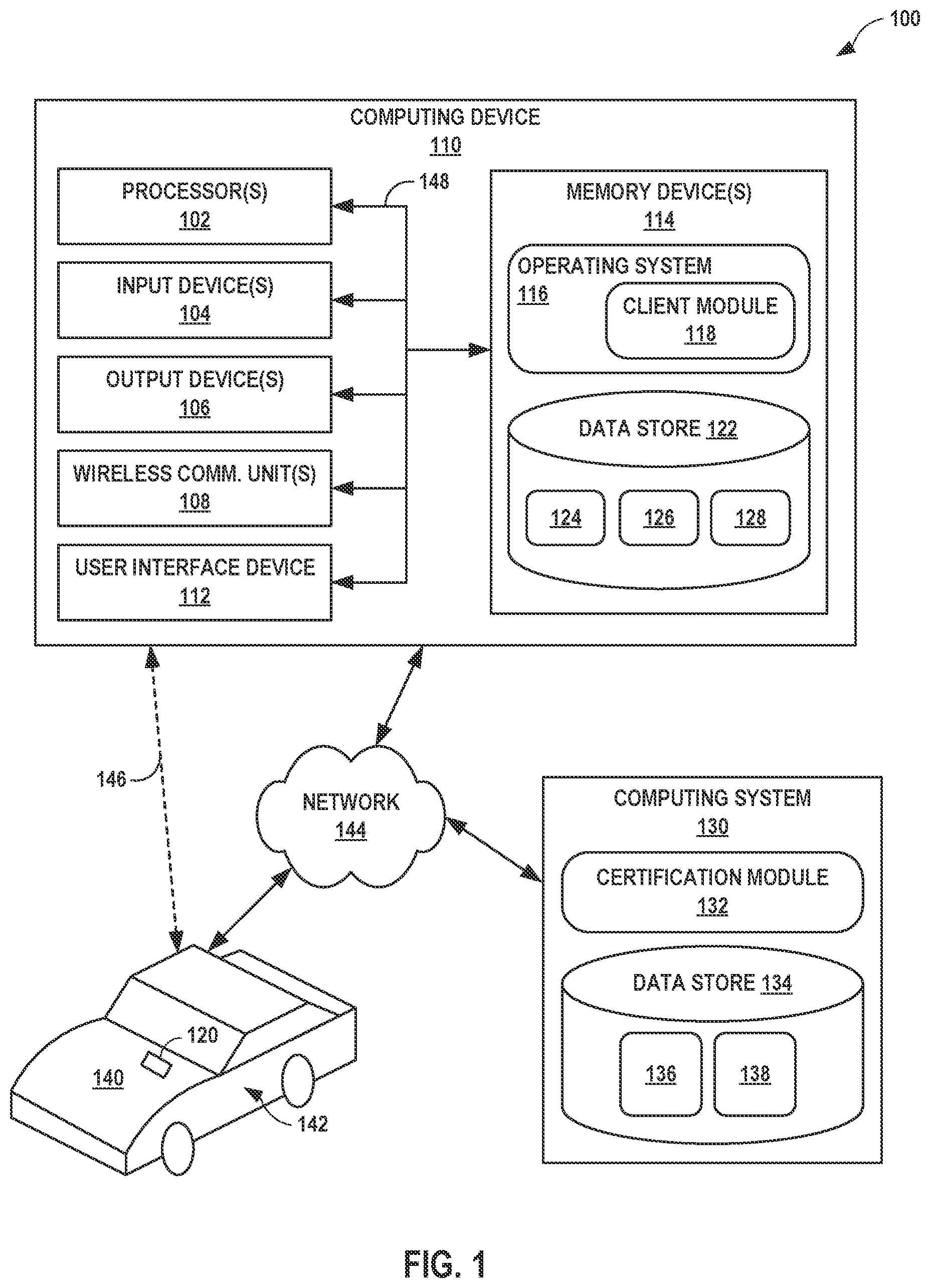 Patent US12403862 — Central authority for certifying unbonded access to a vehicle via a digital key device — Figure 1