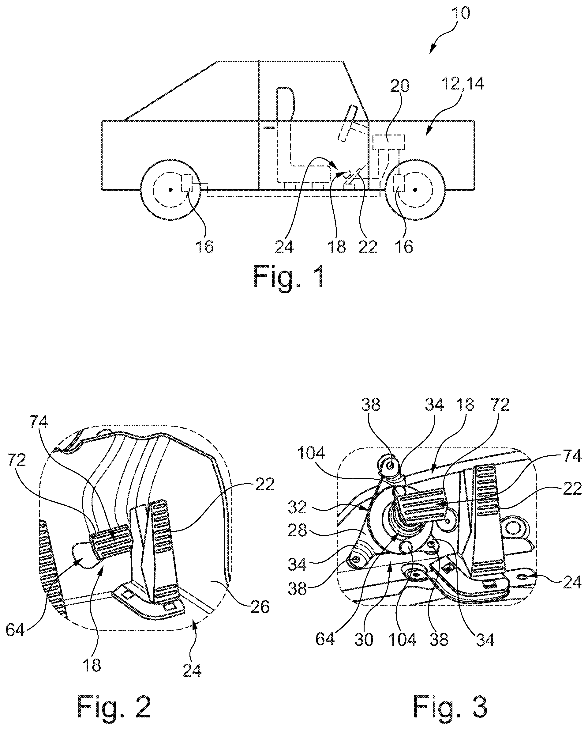 Patent US12403871 Figure 1 – Pedal assembly for a vehicle