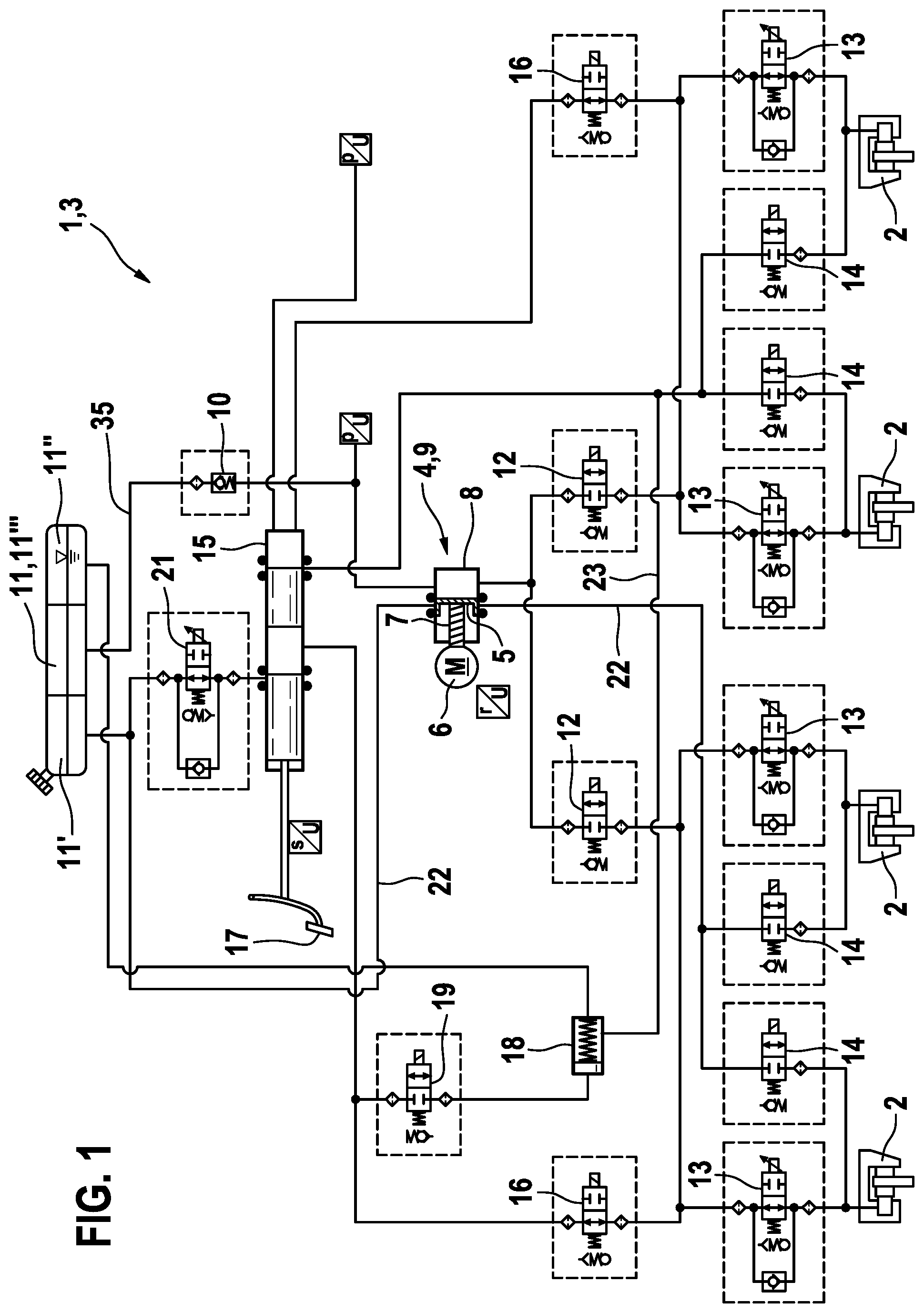 Patent US12403872 — Hydraulic block for a brake unit of a hydraulic power brake system — Figure 1
