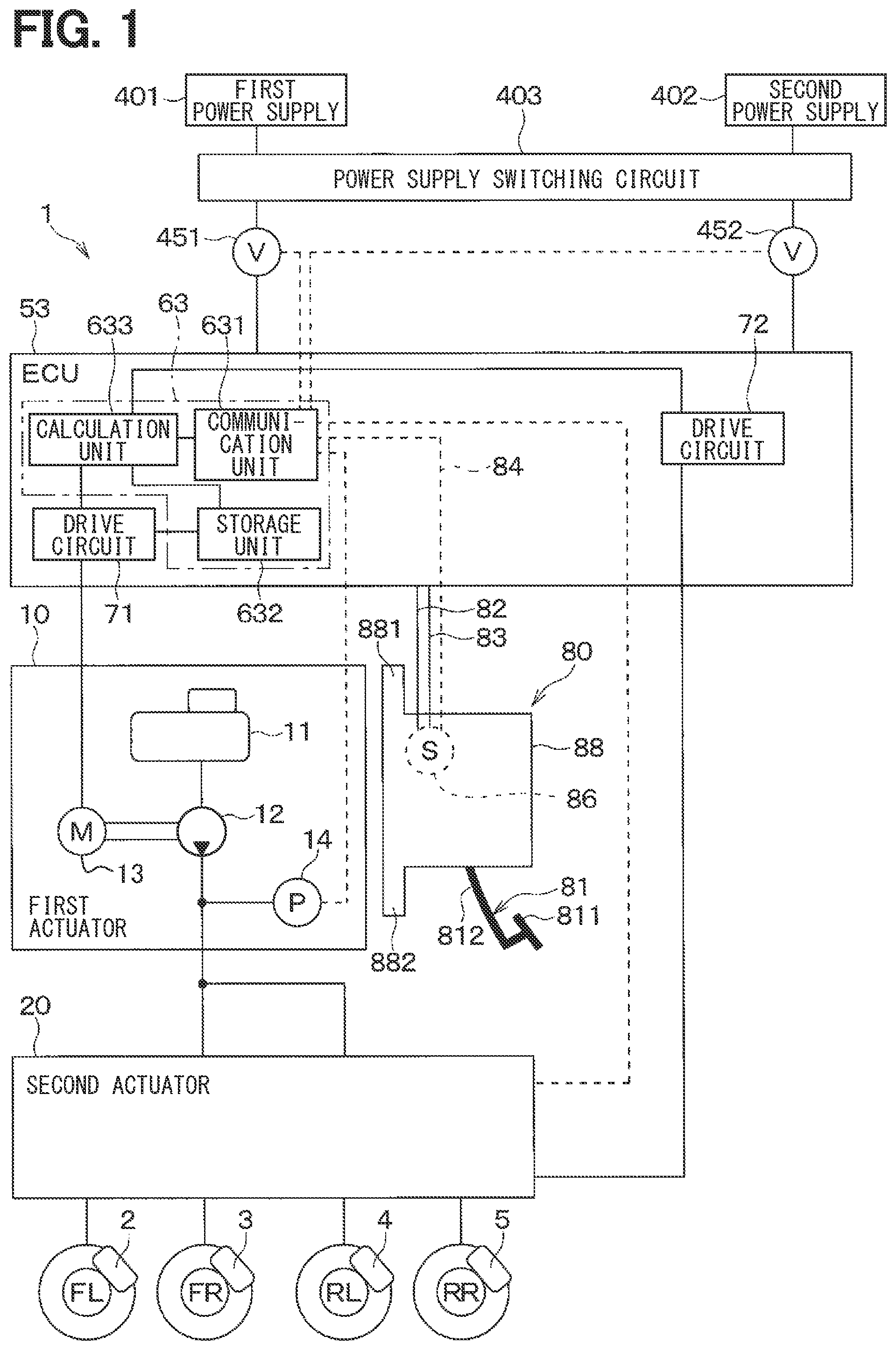 Patent US12403876 — Vehicle brake system — Figure 1
