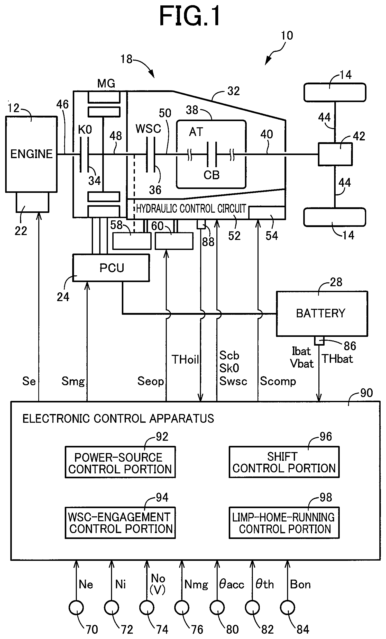 Patent US12403893 Figure 1 – Control apparatus for vehicle
