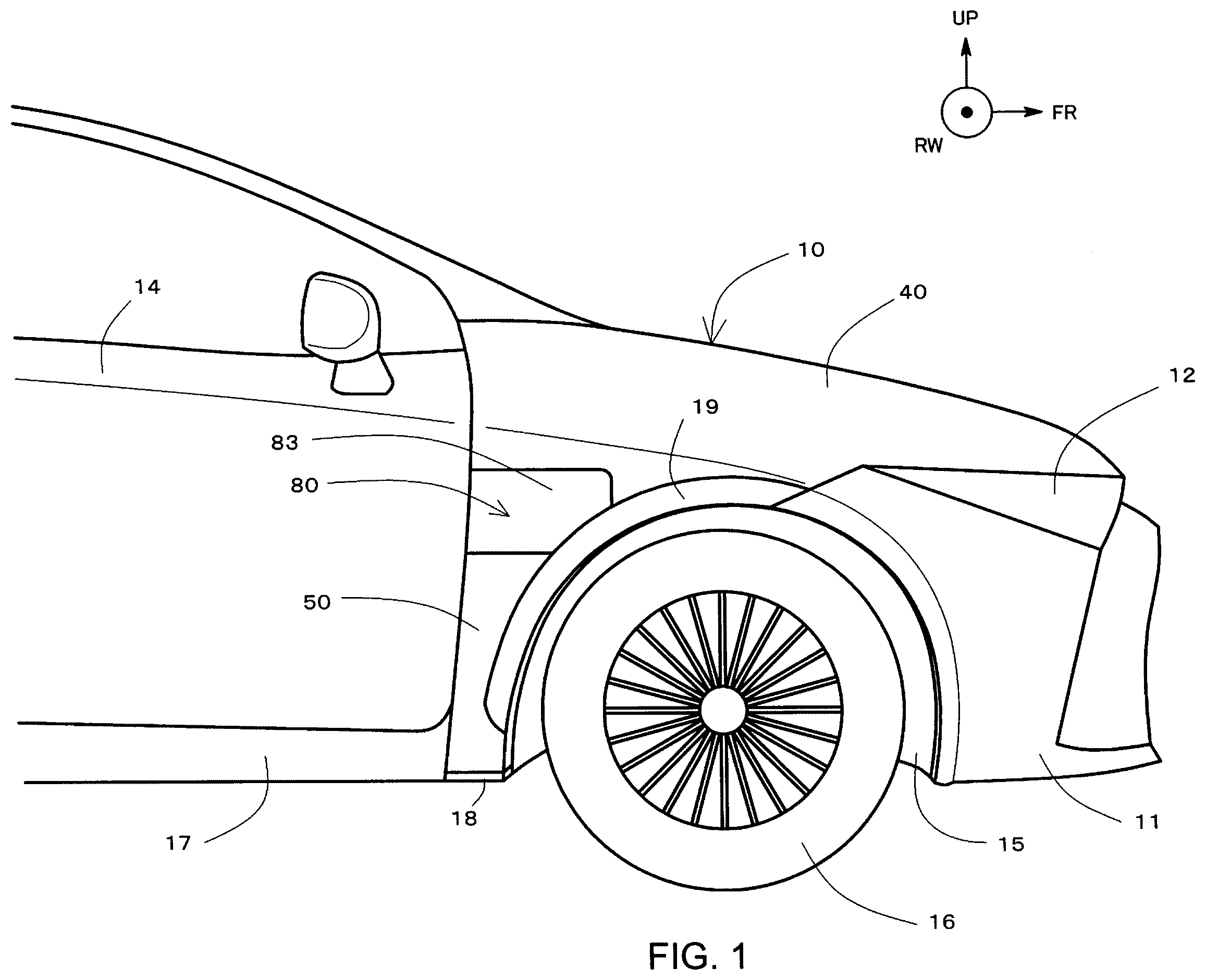 Patent US12403960 — Outer panel structure — Figure 1