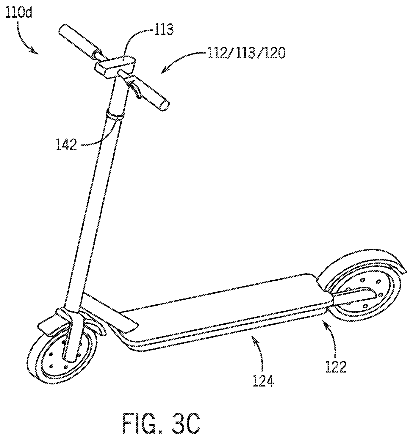 Patent US12403978 Figure 5 – Steering assembly for micromobility transit vehicles