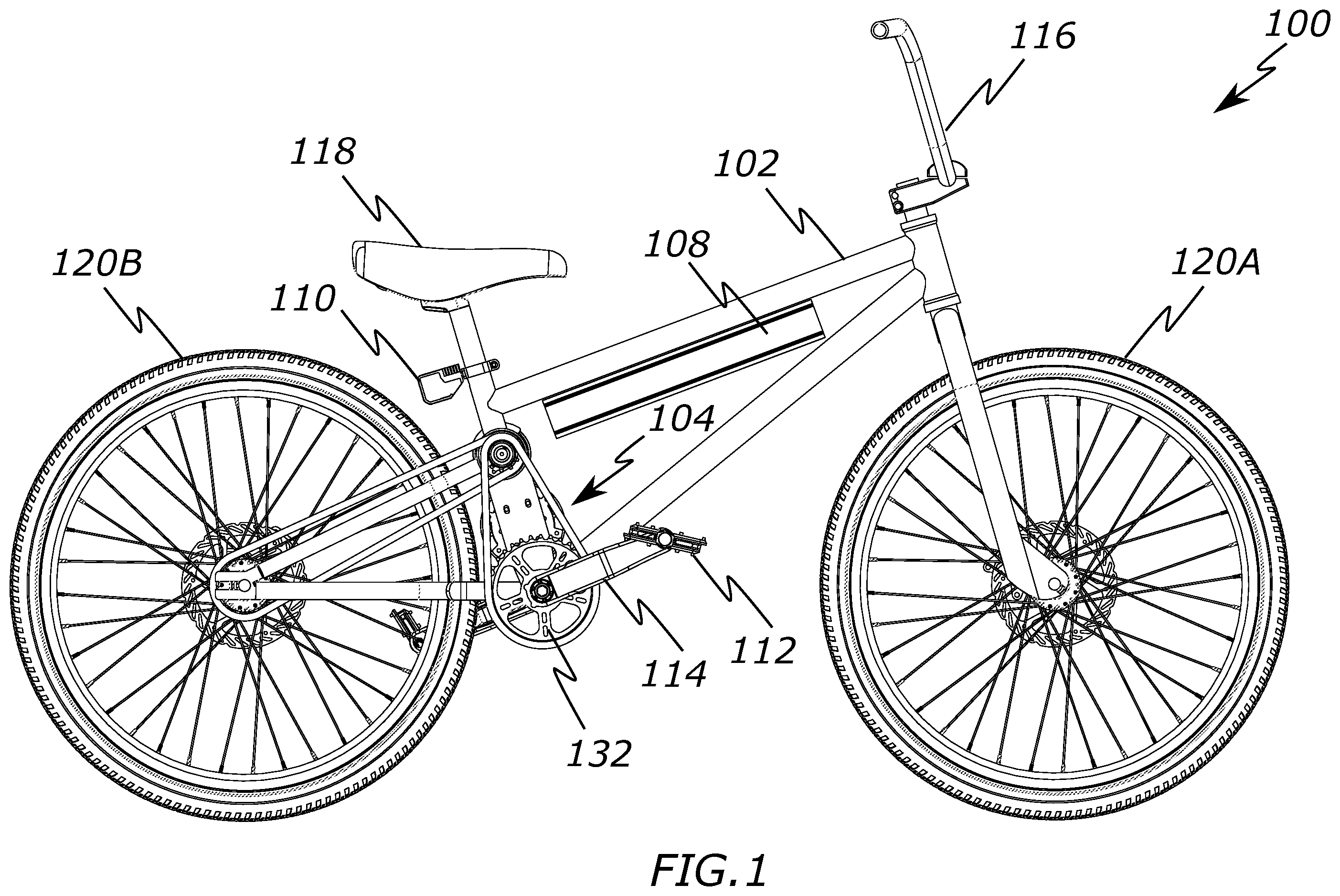 Patent US12403983 — High-drive electric bicycle — Figure 1
