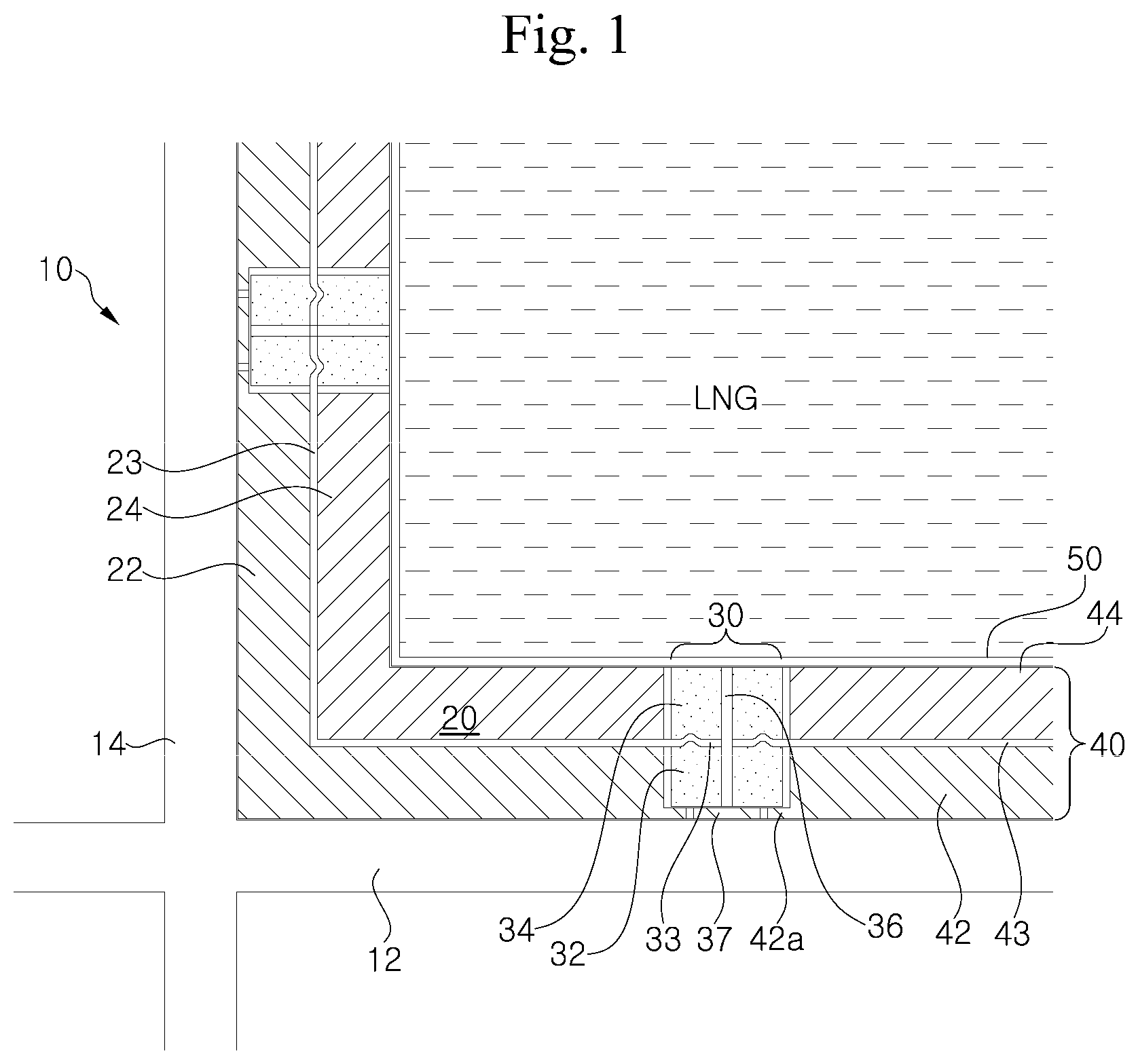 Patent US12403988 — Corner structure and liquefied gas storage tank having same — Figure 1