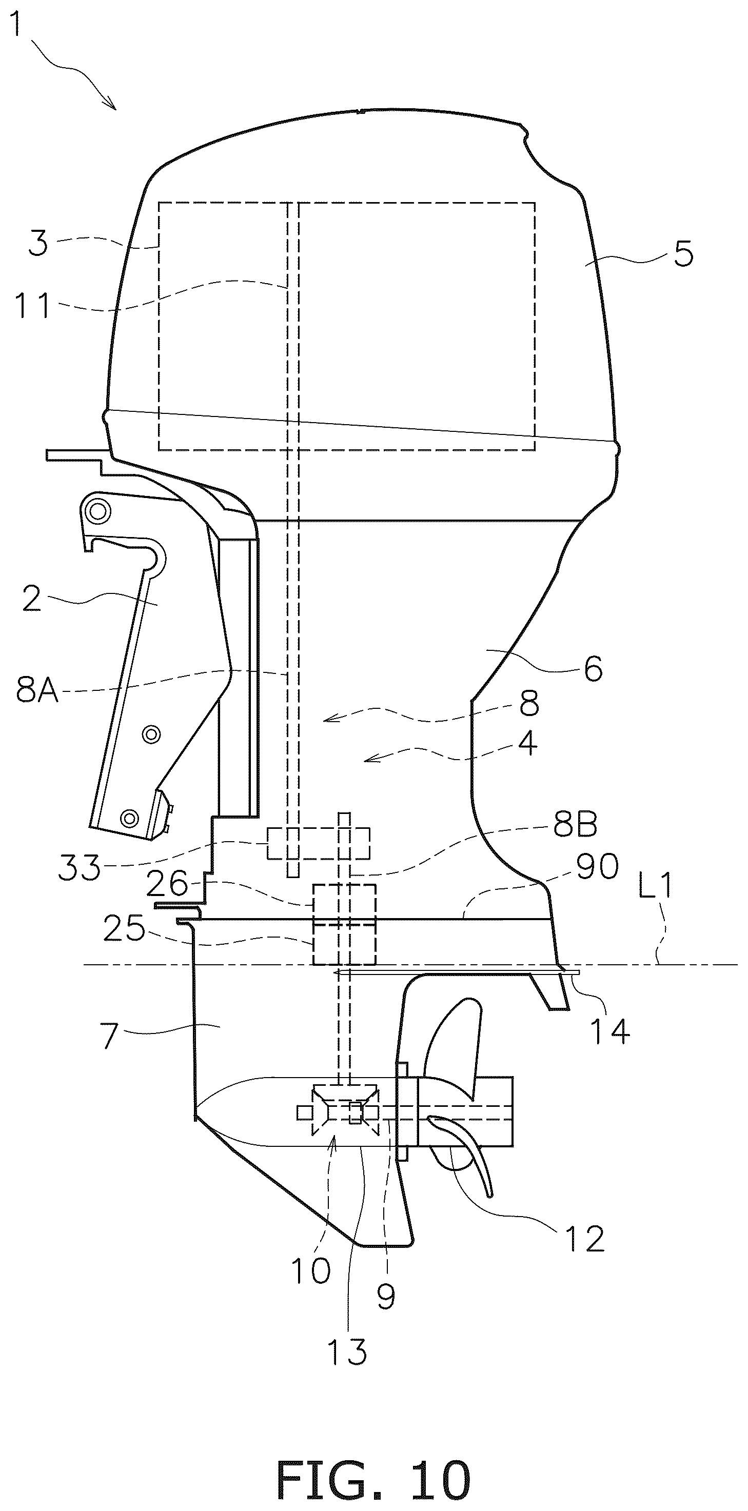 Patent US12403995 Figure 10 – Outboard motor