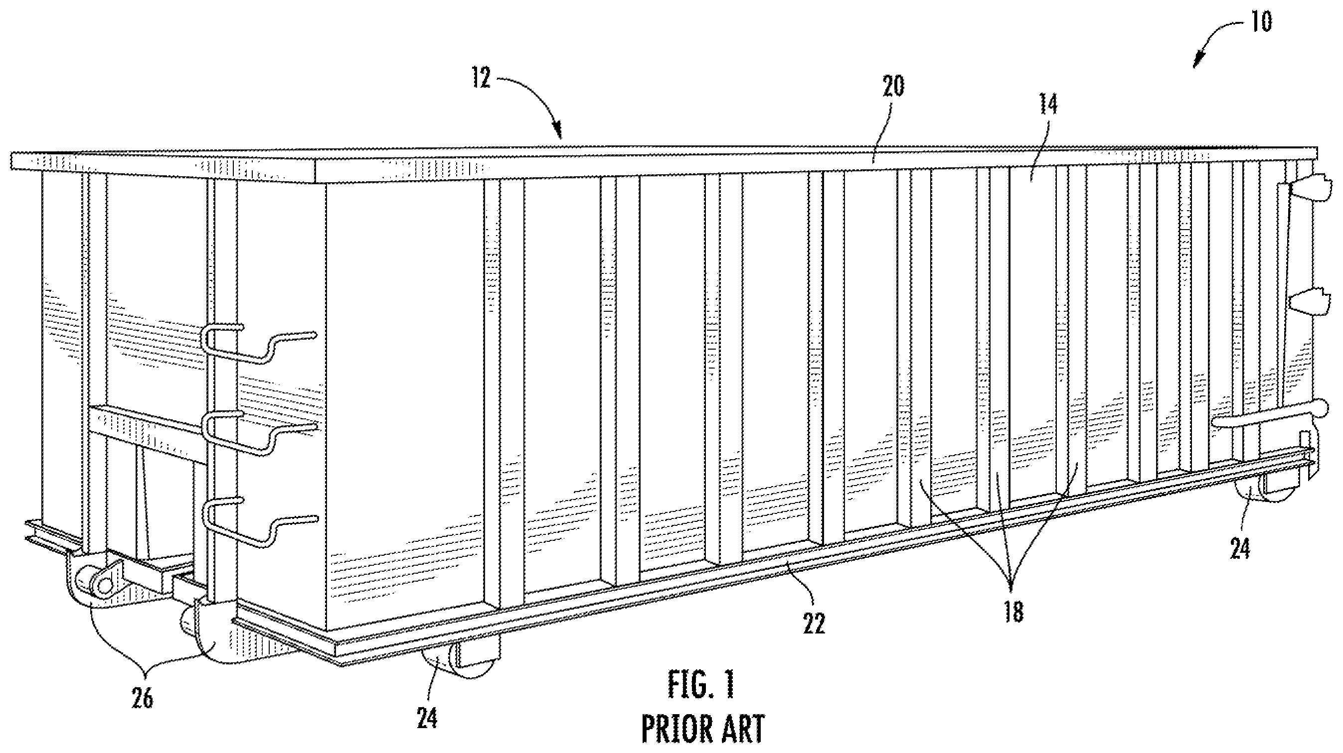 Patent US12410003 Figure 1 – Refuse container having modular side walls