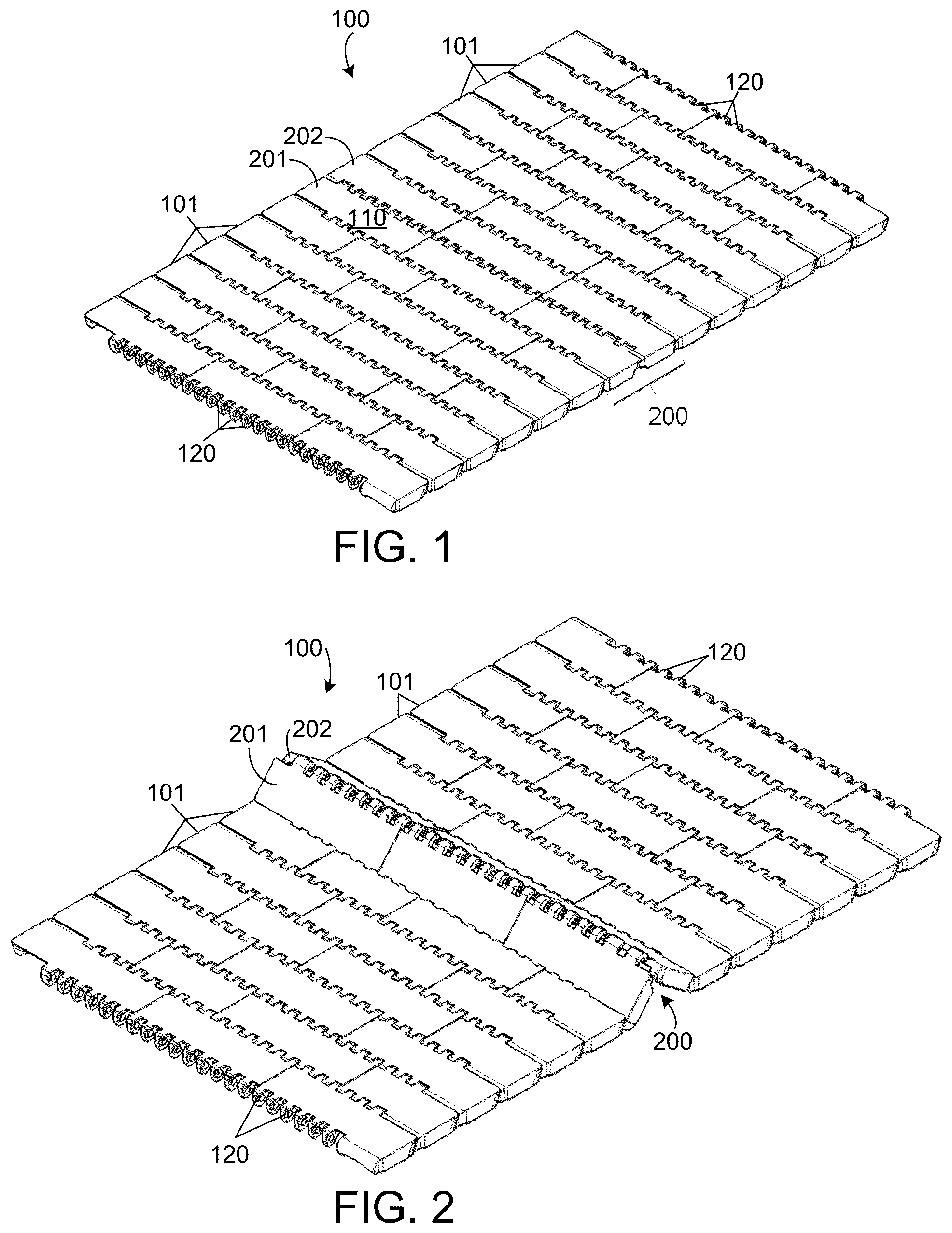 Patent US12410016 — Modular conveyor belt with dedicated access assembly — Figure 1