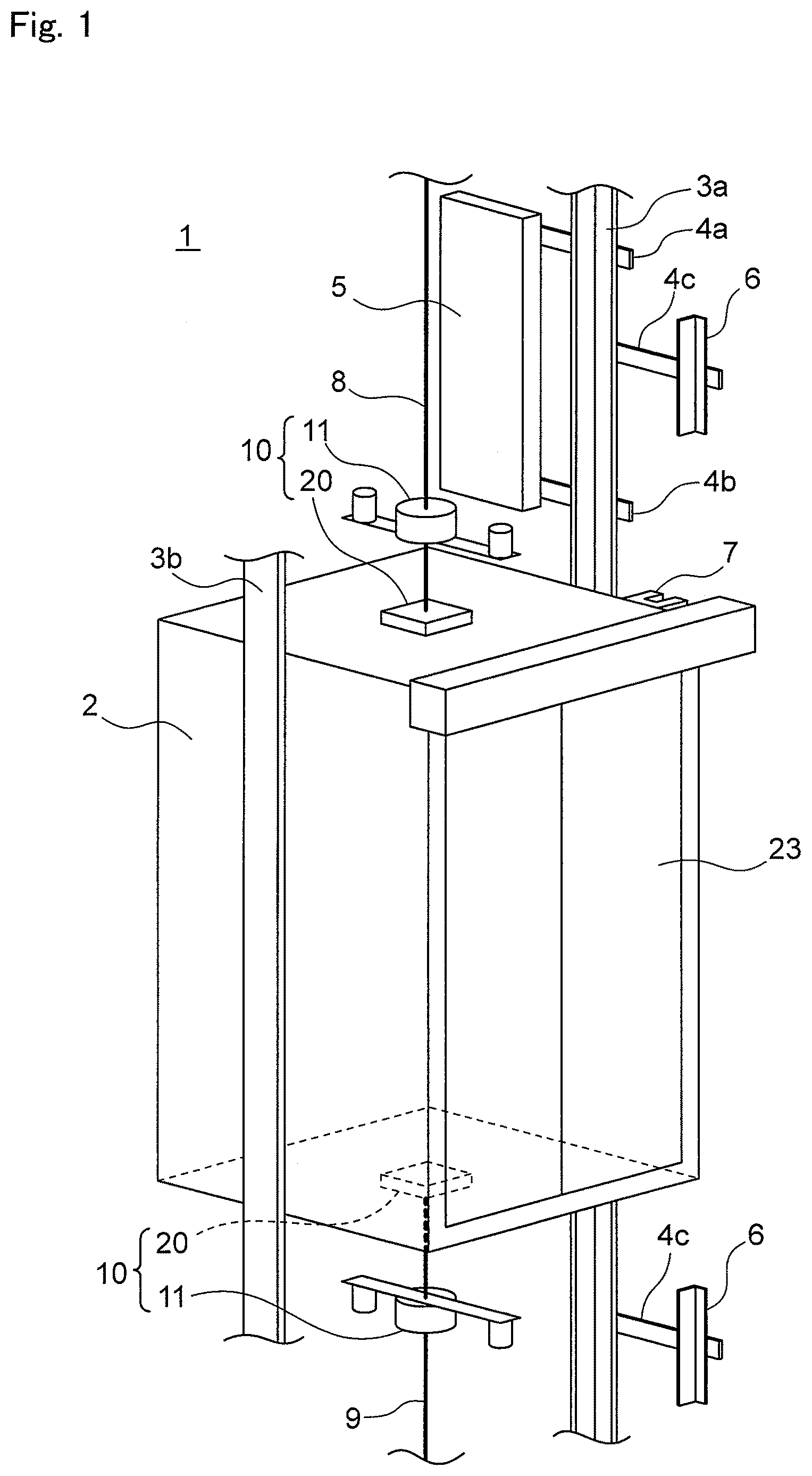 Patent US12410036 — Failure detection device for an elevator — Figure 1