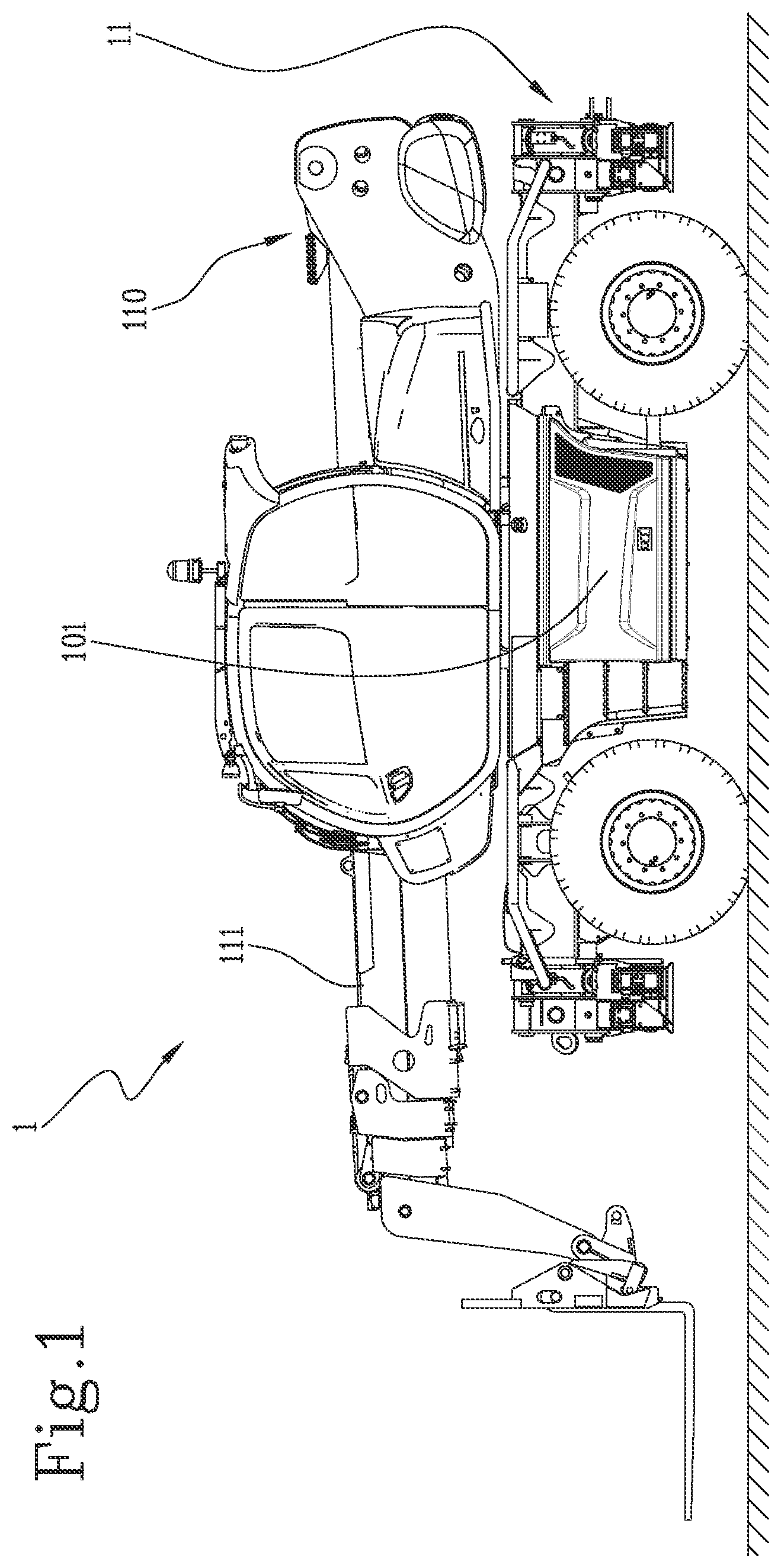 Patent US12410044 — Telehandler with convertible propulsion — Figure 1