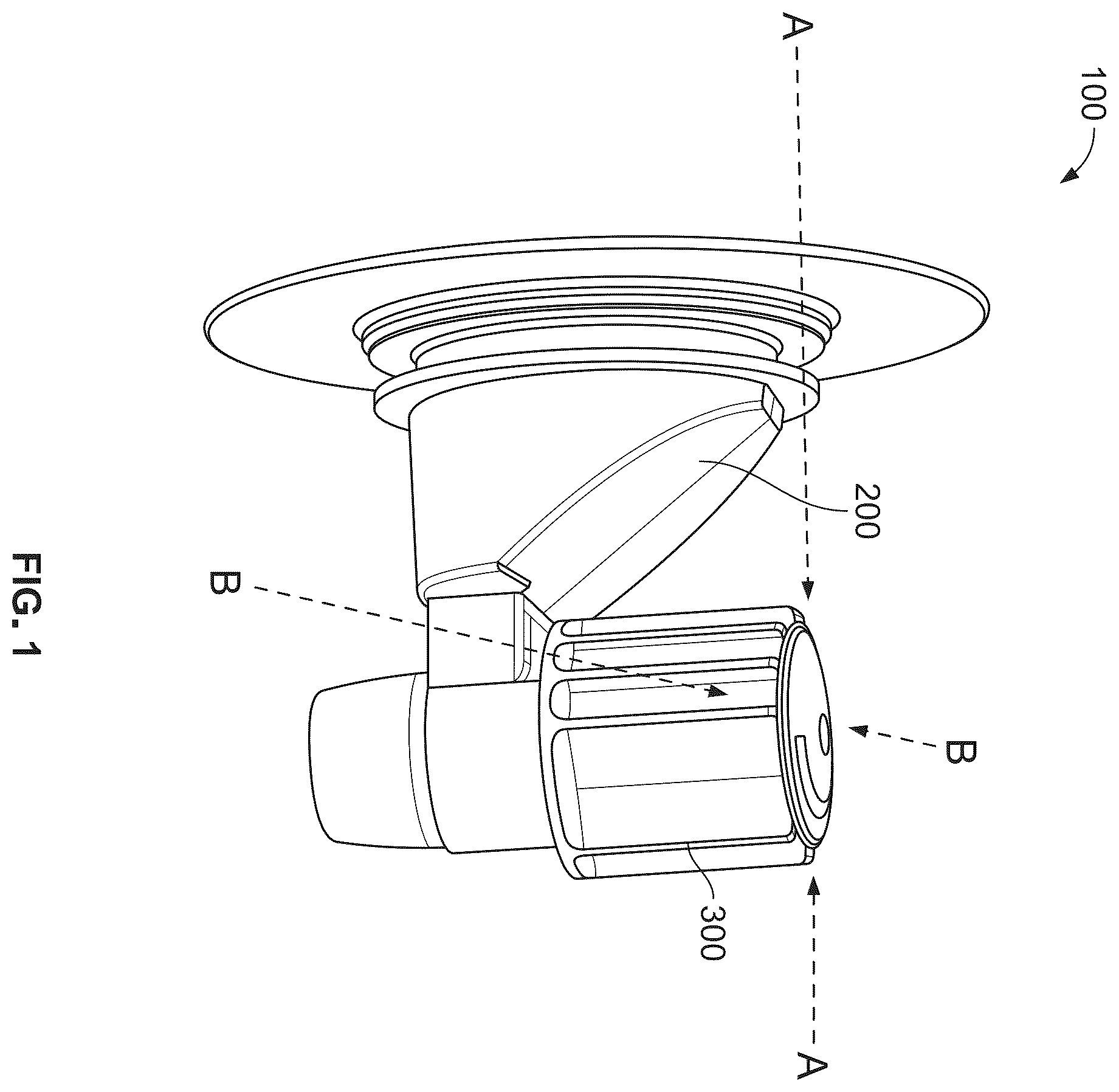 Patent US12410051 — Two piece, T-shaped dispensing tap and method of making same — Figure 1
