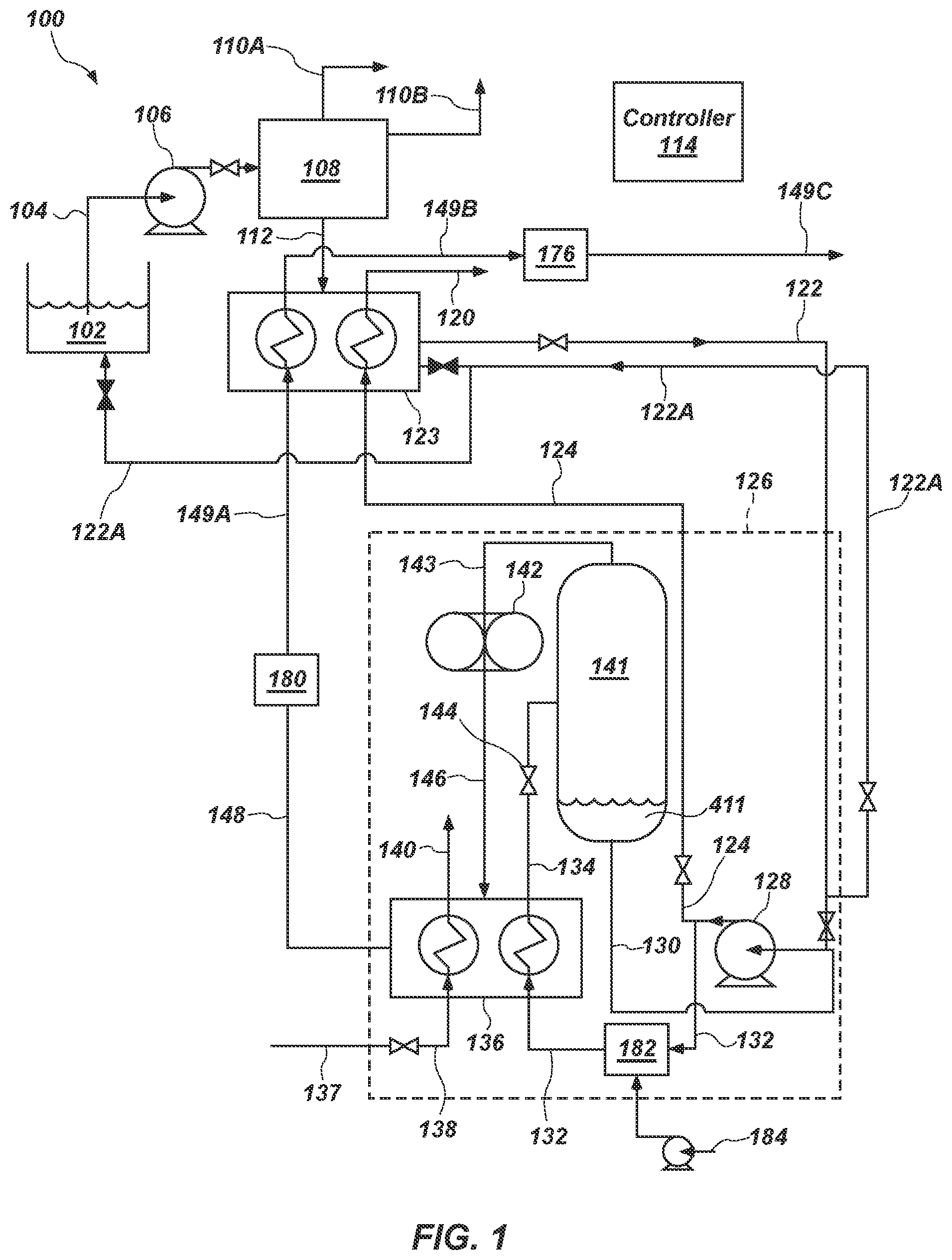 Patent US12410070 — Concentrator and crystallizer evaporation system — Figure 1