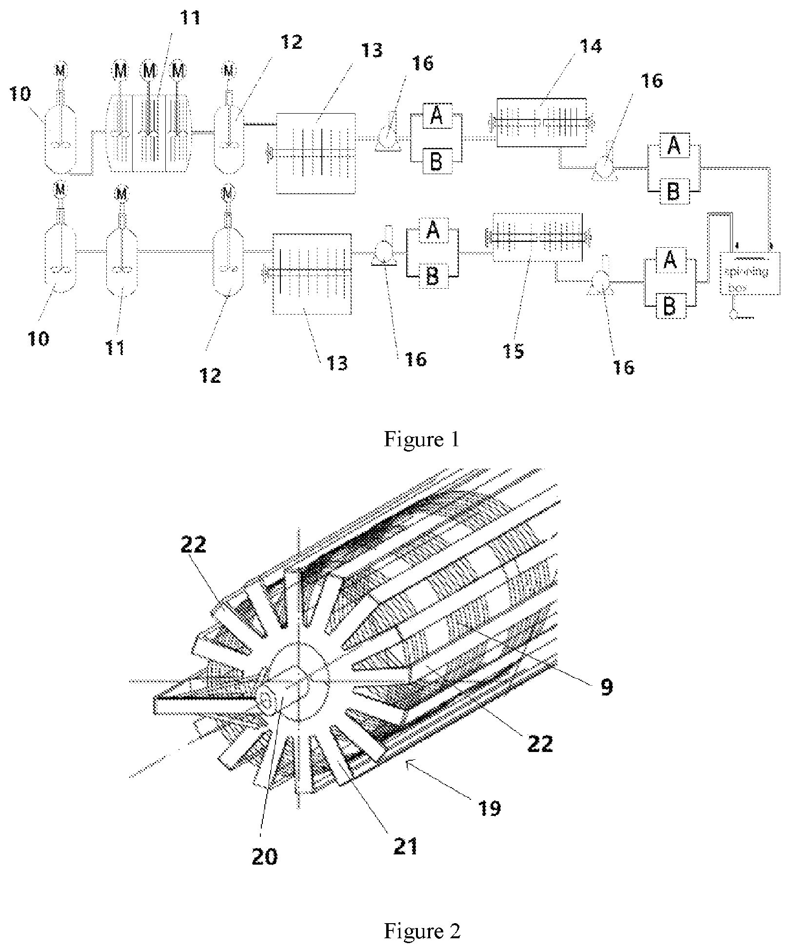 Patent US12410540 — High-viscosity PTT polymerization reactor and method for preparing direct melt-spun high-viscosity PTT/low-viscosity pet two-component elastic fiber — Figure 1