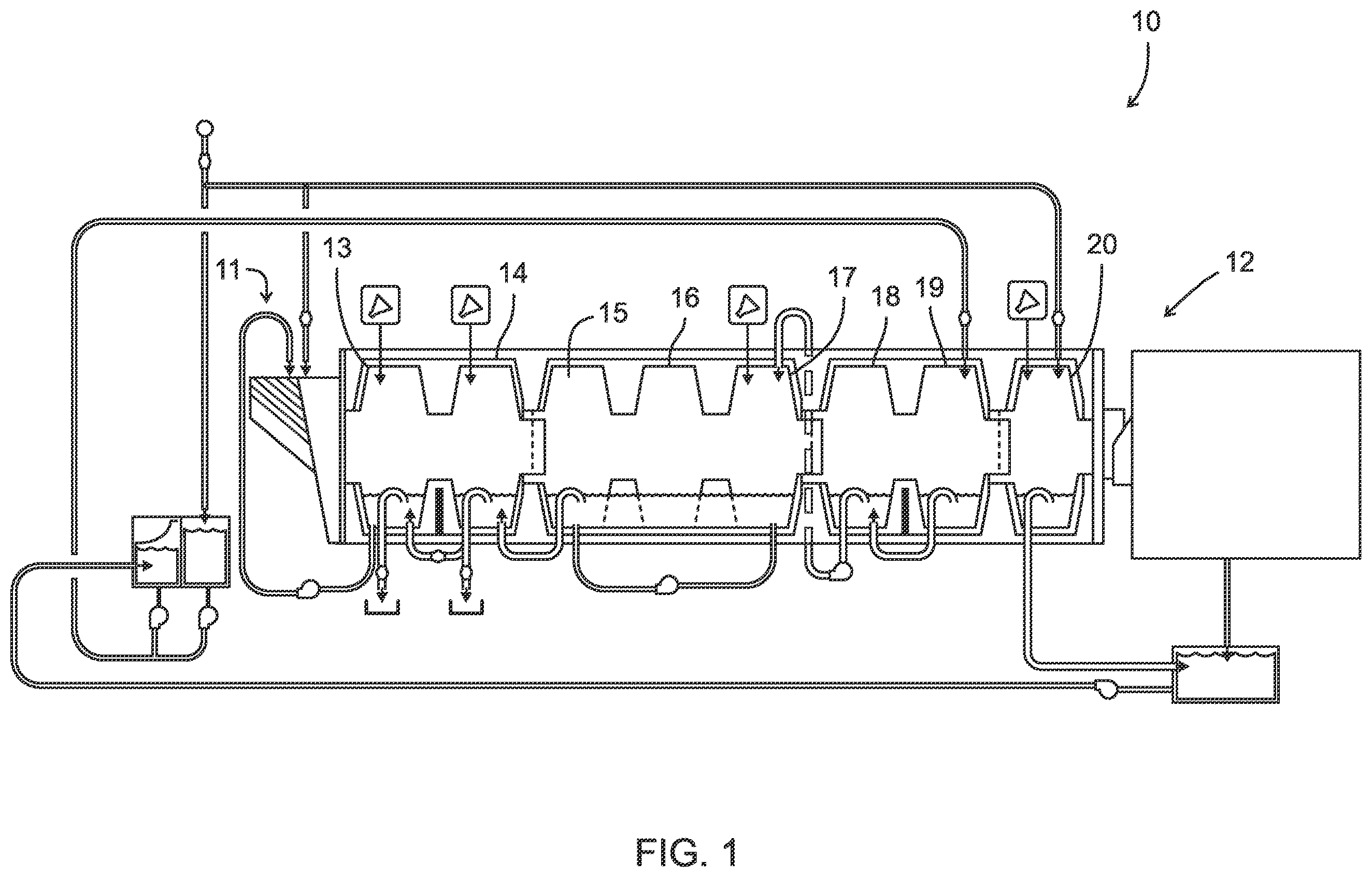 Patent US12410544 — Tunnel washing machine — Figure 1
