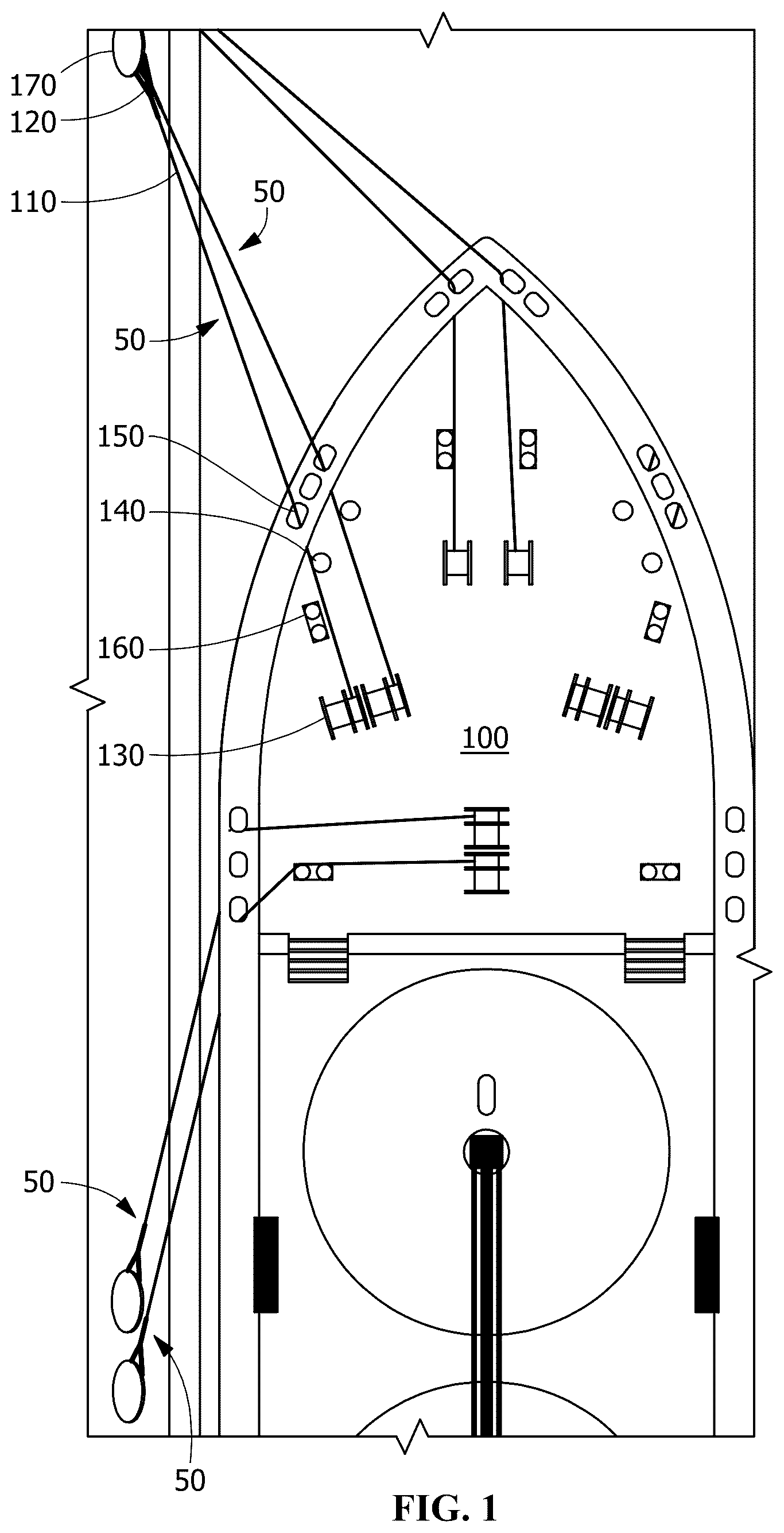 Patent US12410556 Figure 1 – Synthetic rope for system level recoil control