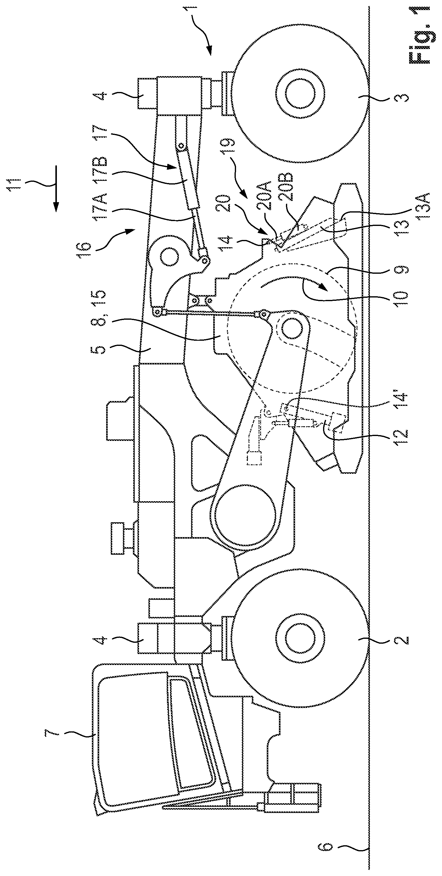 Patent US12410567 — Ground milling machine, in particular stabiliser or recycler, and method of operating a ground milling machine — Figure 1