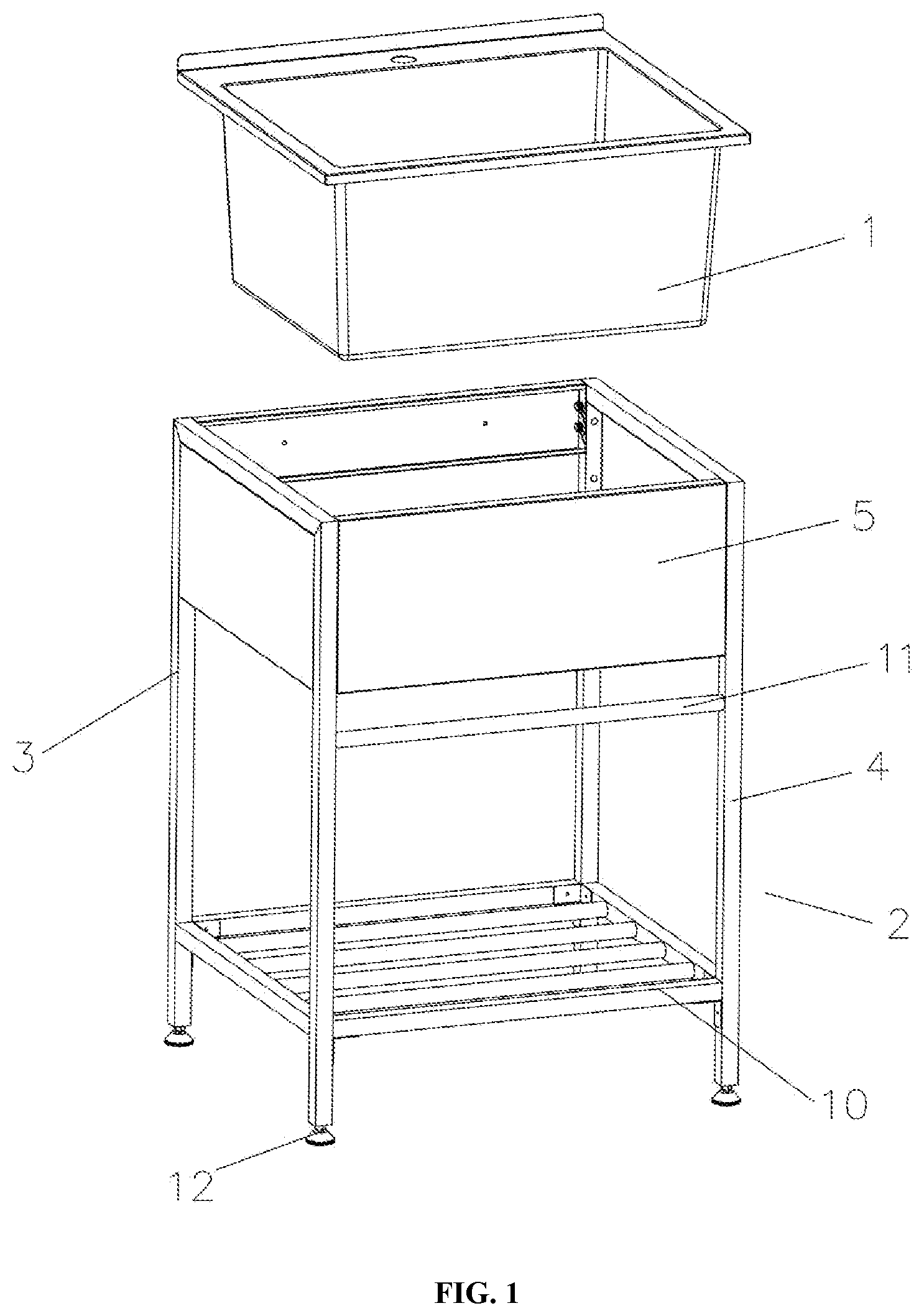 Patent US12410596 — Sink with assembled stand — Figure 1