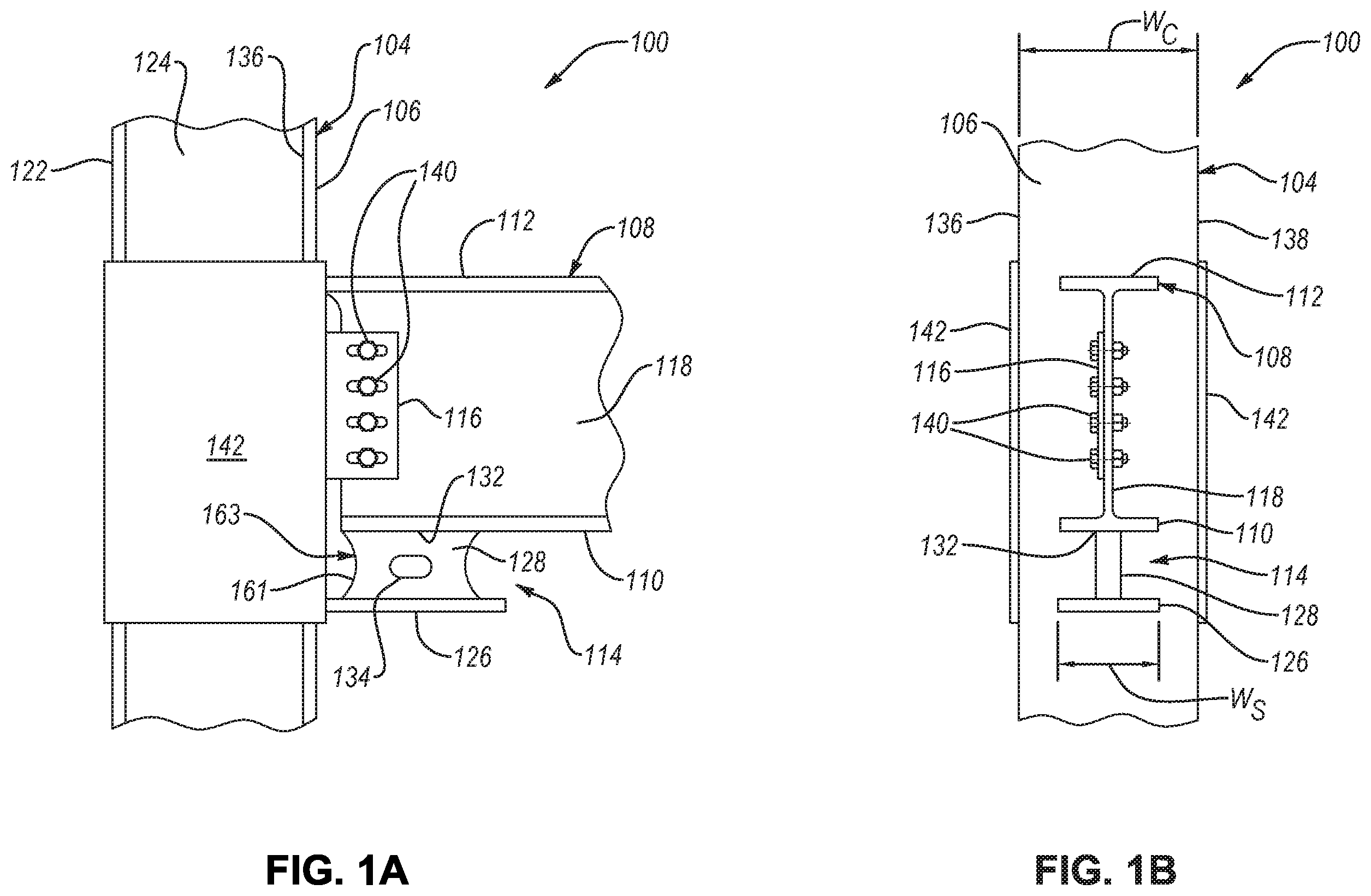 Patent US12410603 — Column-to-beam connection systems including a shear component — Figure 1
