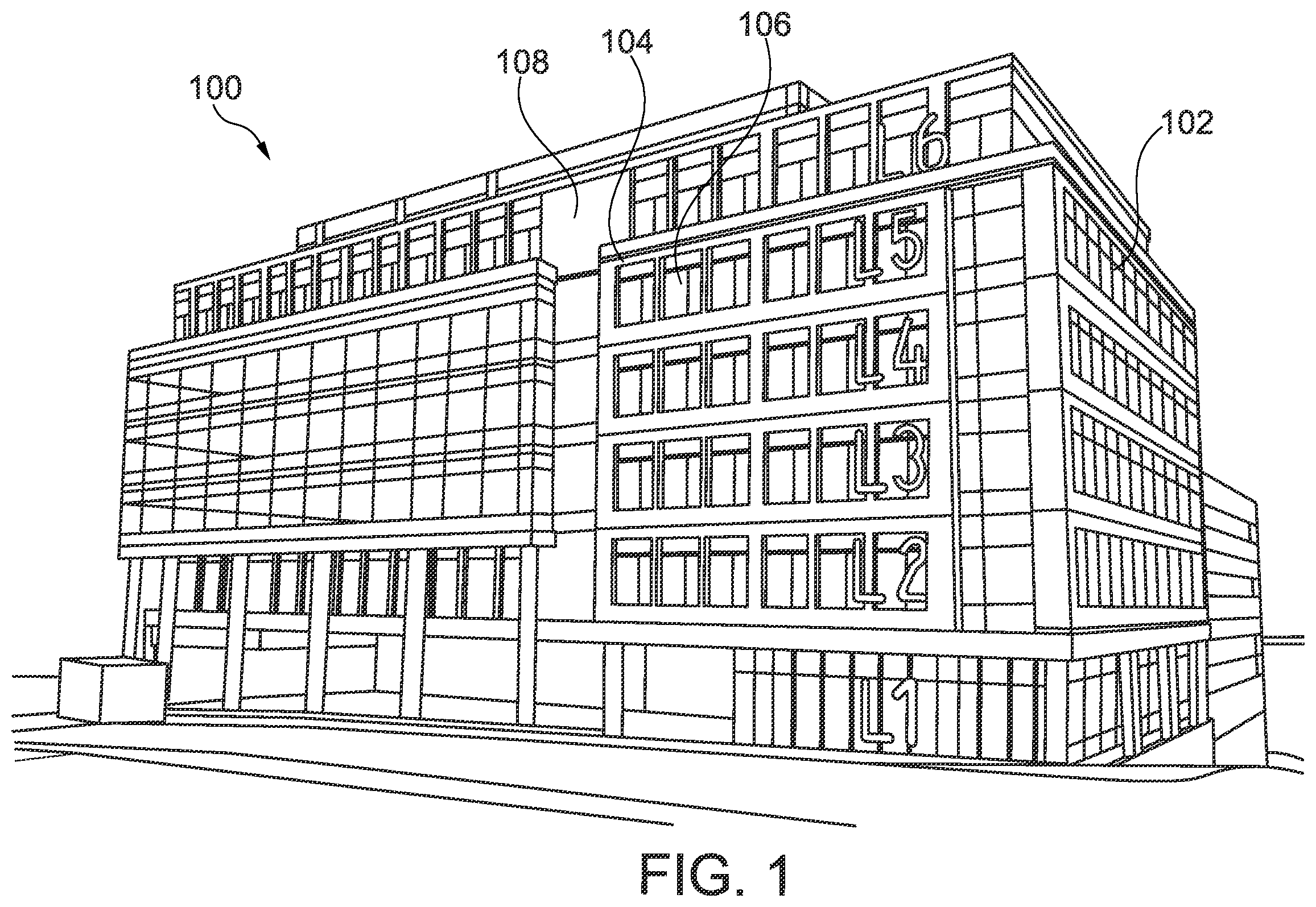 Patent US12410613 — Pre-manufactured load bearing walls for a multi-story building — Figure 1