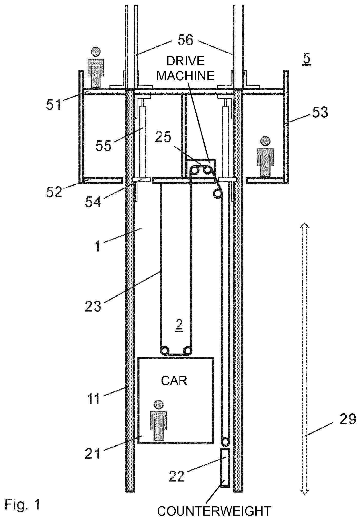 Patent US12410625 — Building site device having a climbing formwork and an elevator system — Figure 1