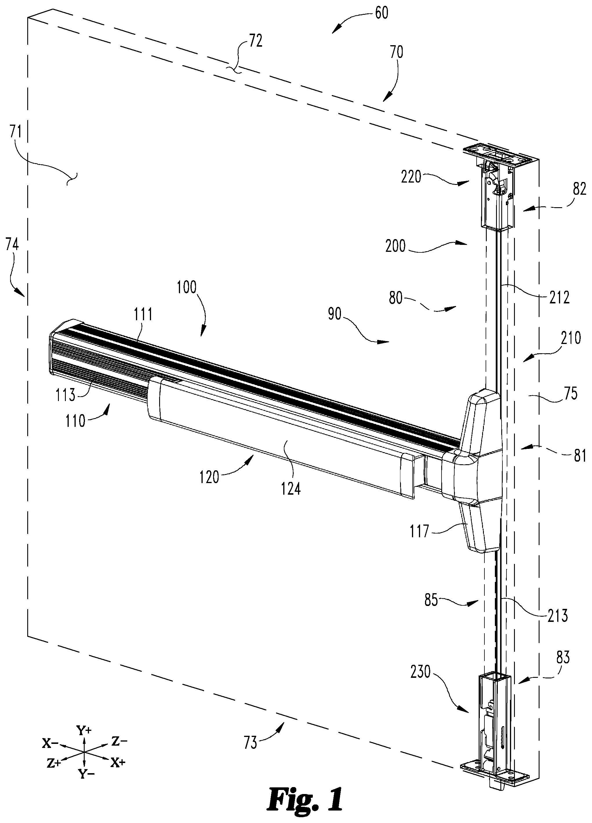 Patent US12410636 — Exit device coordination mechanisms — Figure 1
