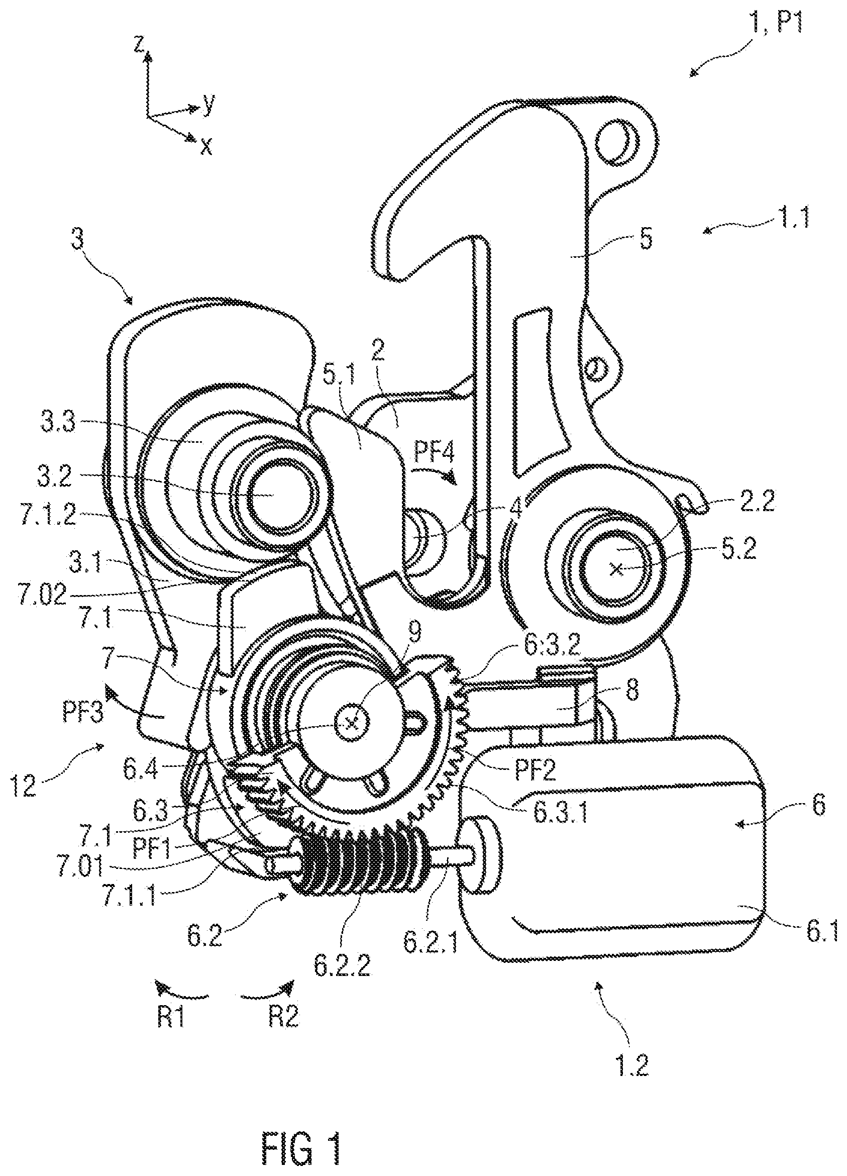 Patent US12410639 — Lock arrangement, in particular for an engine hood of a vehicle — Figure 1