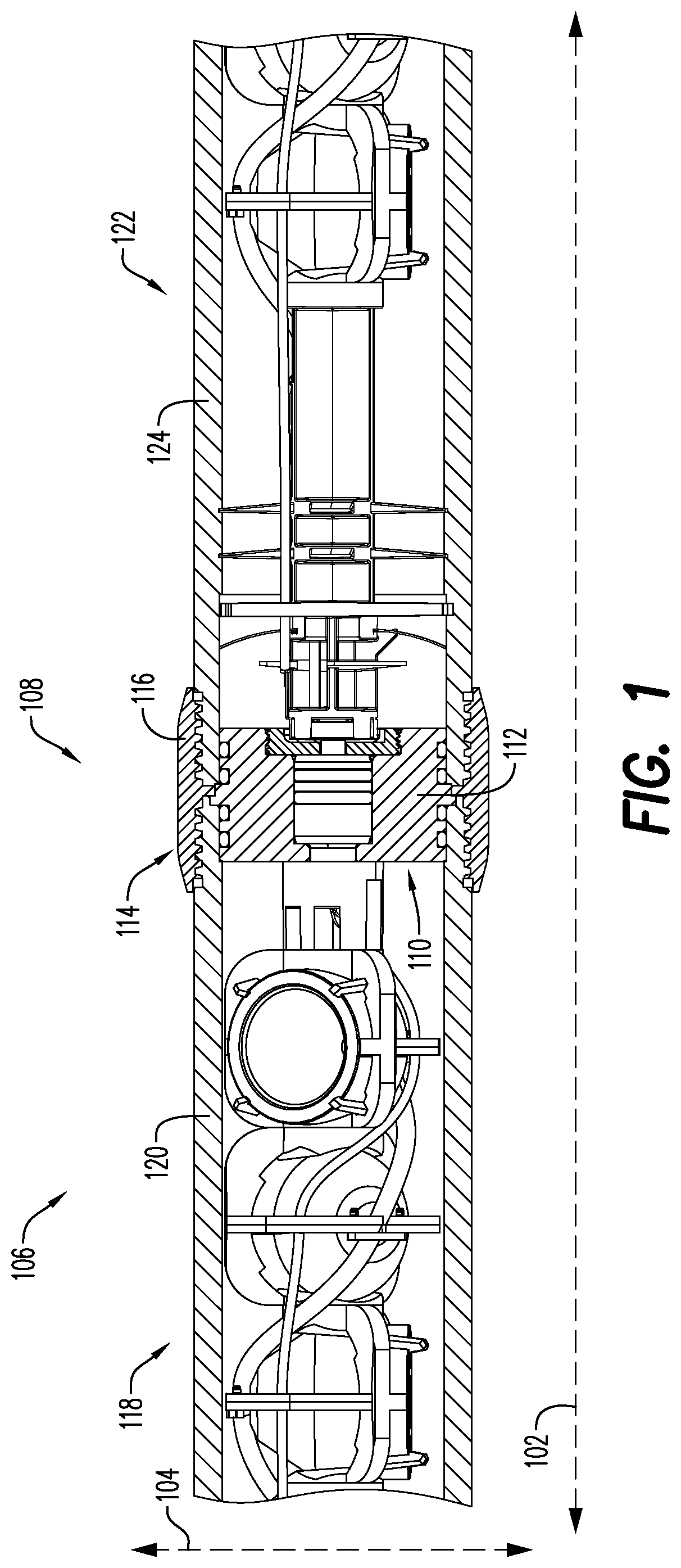 Patent US12410669 Figure 1 – Adapter assembly for use with a wellbore tool string