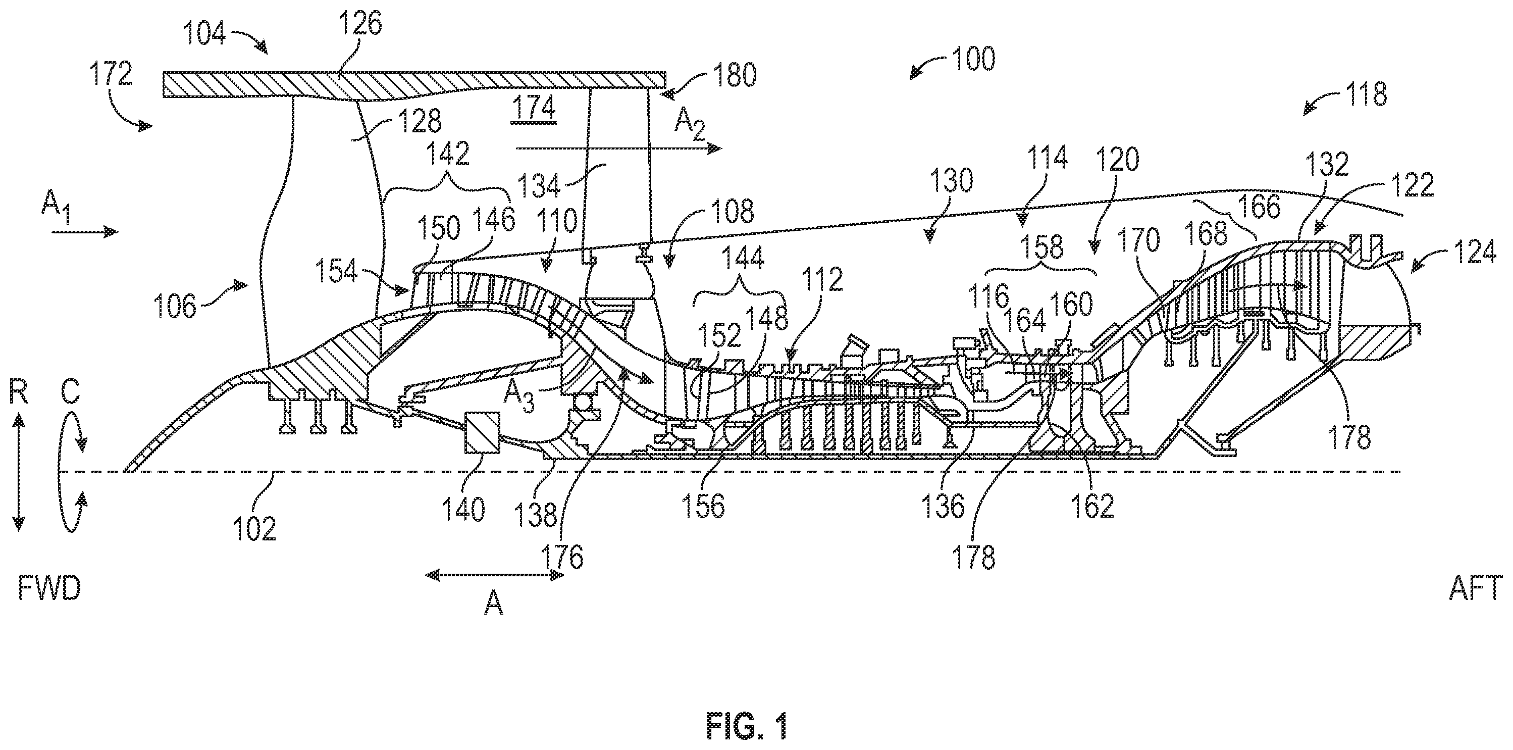 Patent US12410715 Figure 1 – Rotor blade system for turbine engines