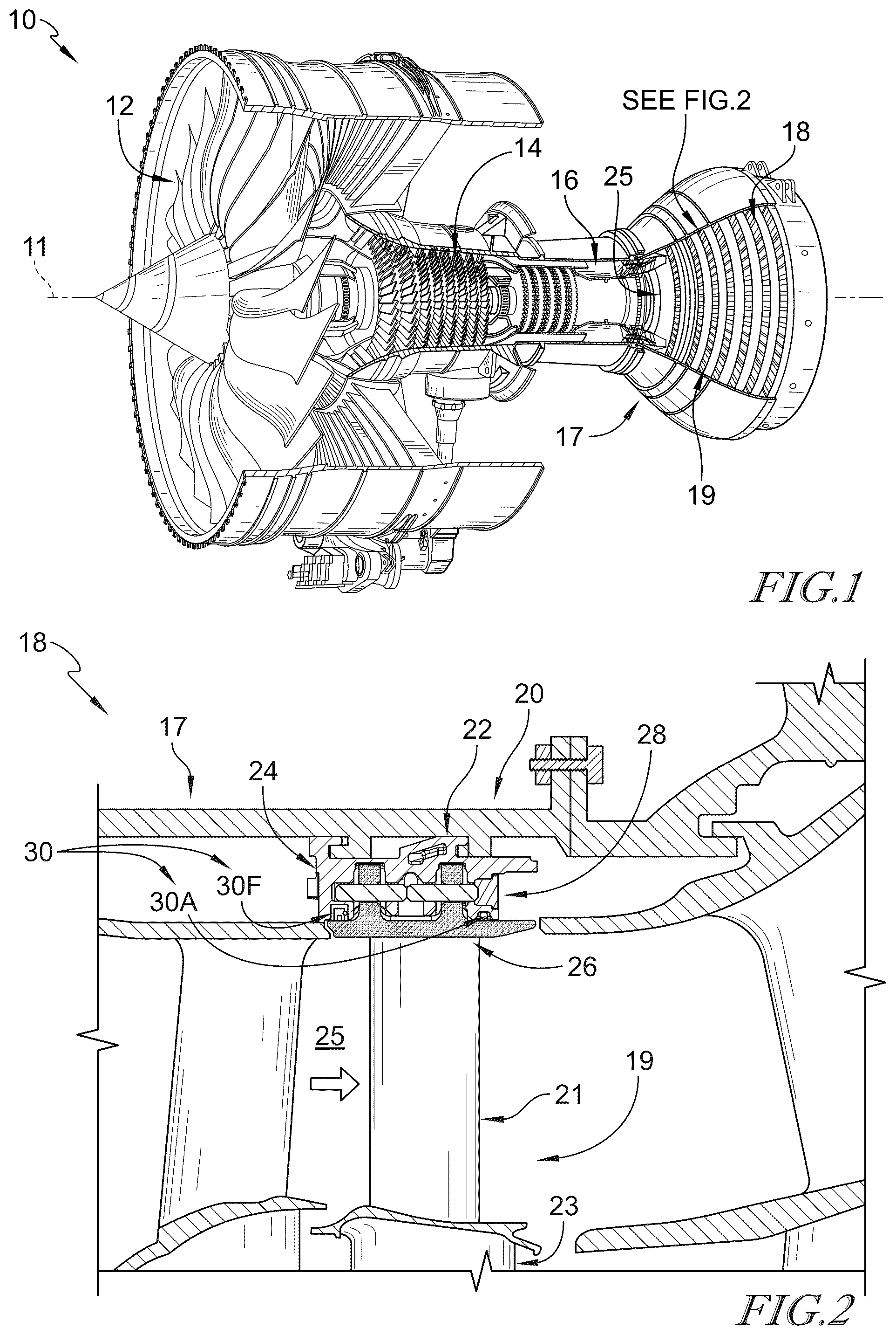 Patent US12410725 — Turbine shroud assemblies with air activated pistons for biasing buffer cavity seals — Figure 1