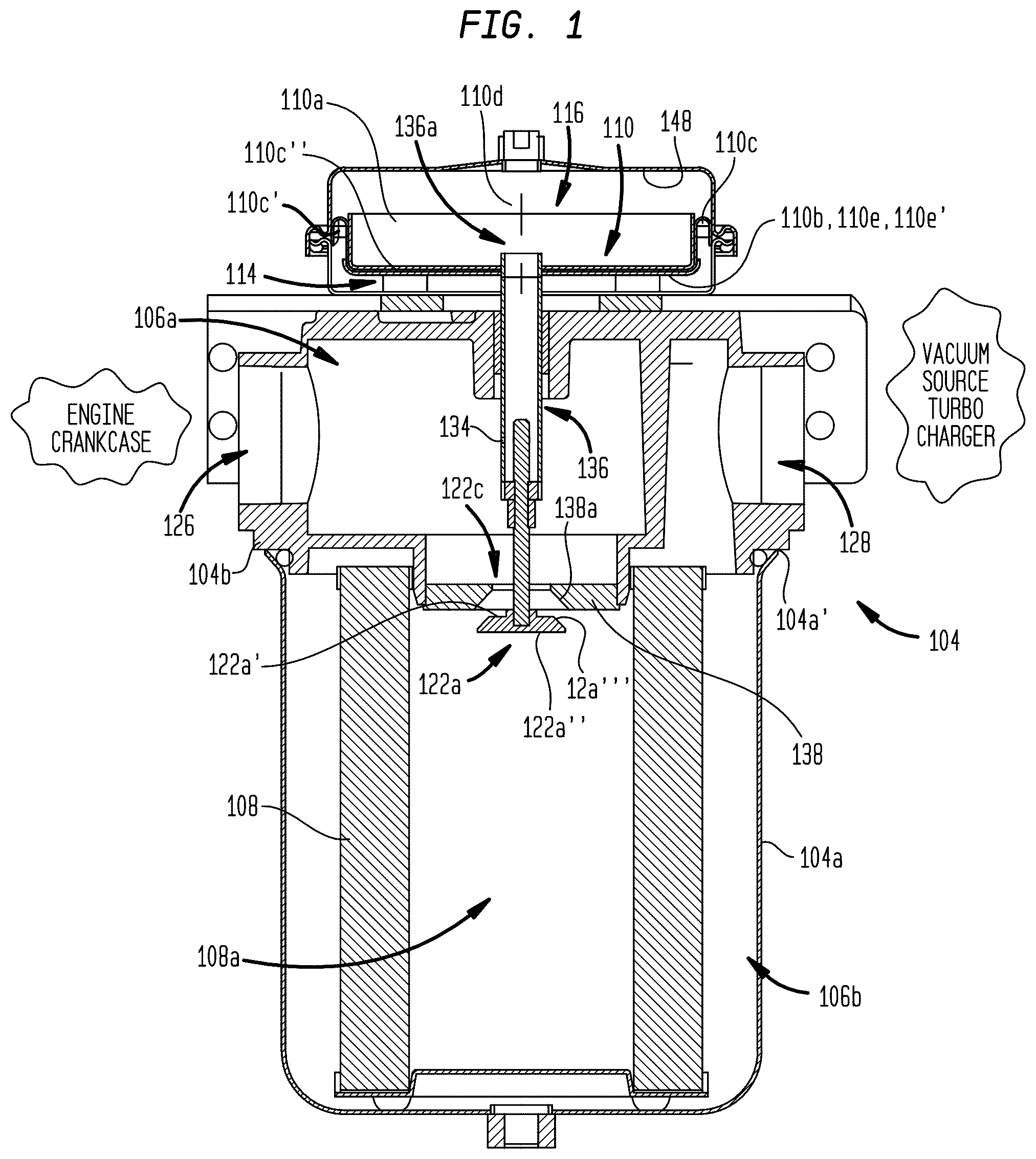 Patent US12410736 — Crankcase pressure regulator having umbrella style valve — Figure 1