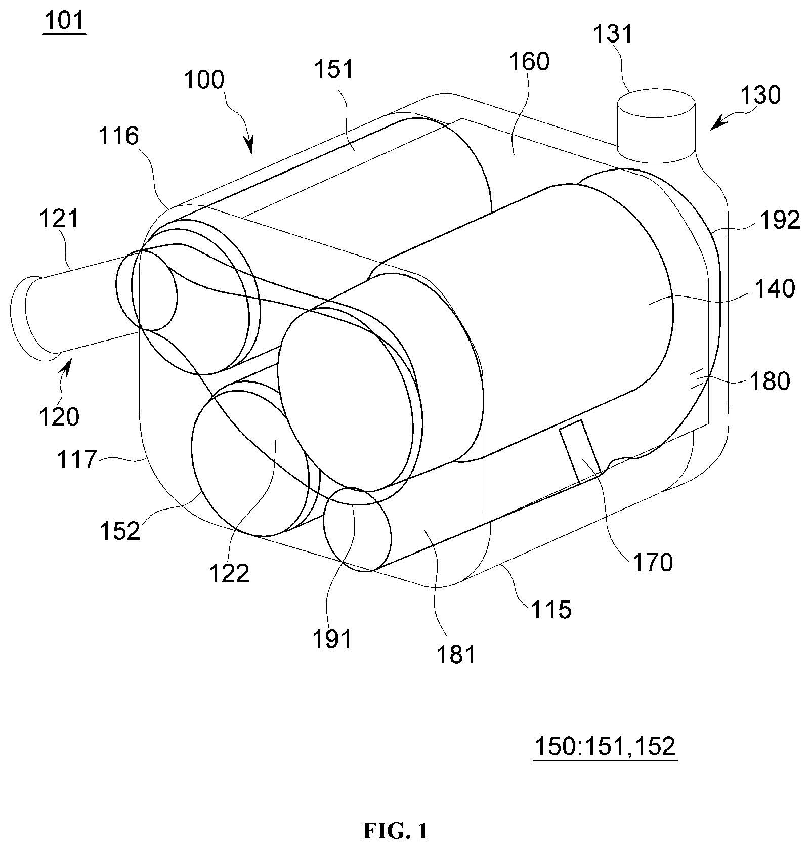 Patent US12410738 — Exhaust gas purification apparatus and construction machinery including the same — Figure 1