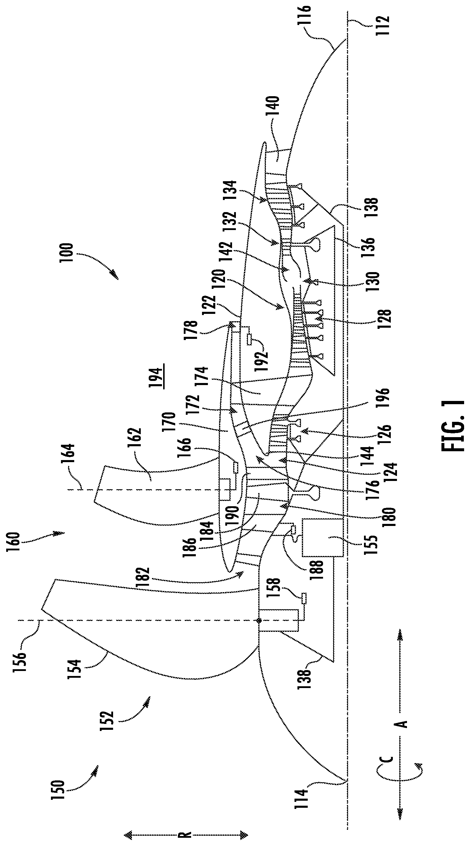 Patent US12410753 Figure 1 – Gas turbine engine