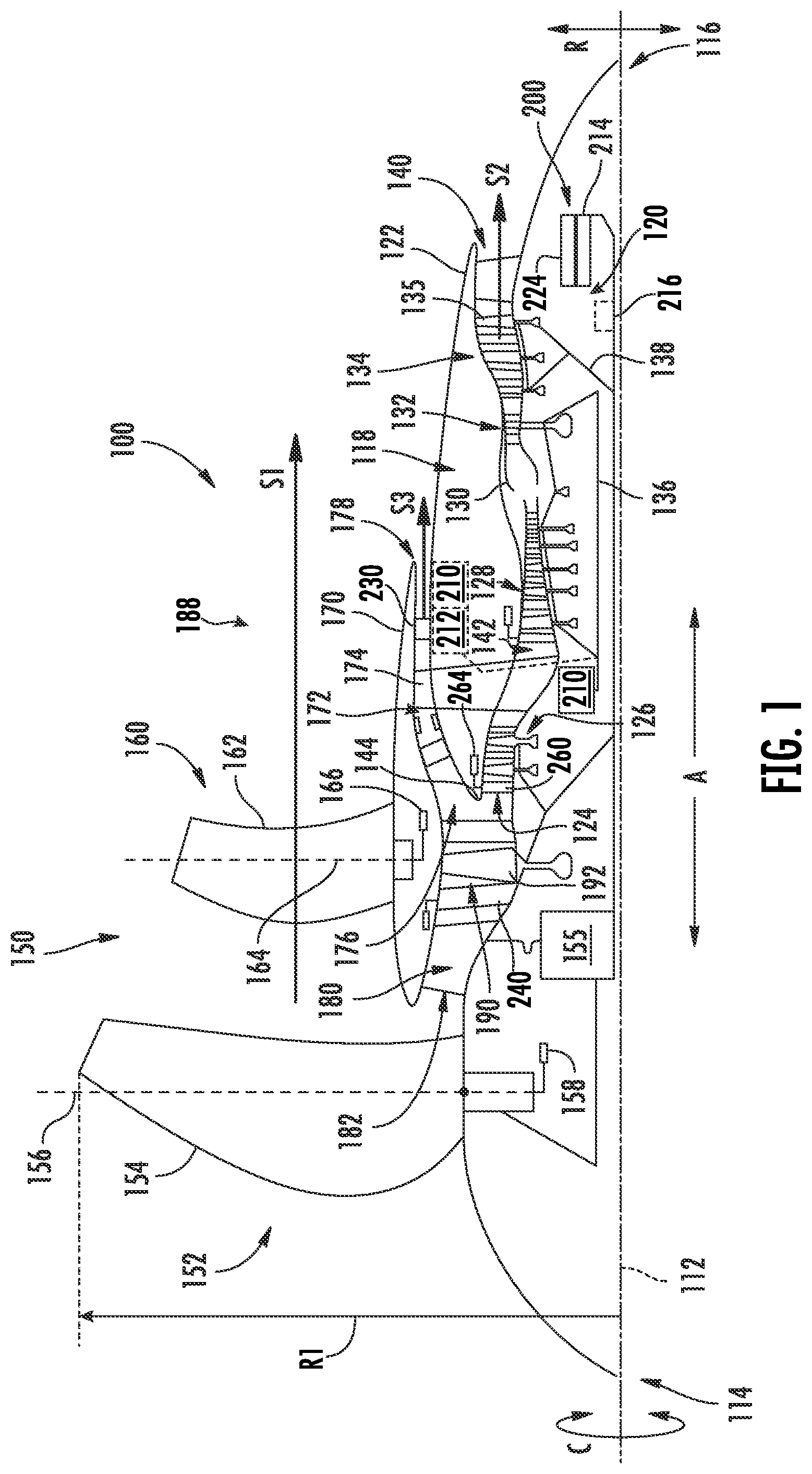 Patent US12410758 — Three-stream gas turbine engine control — Figure 1